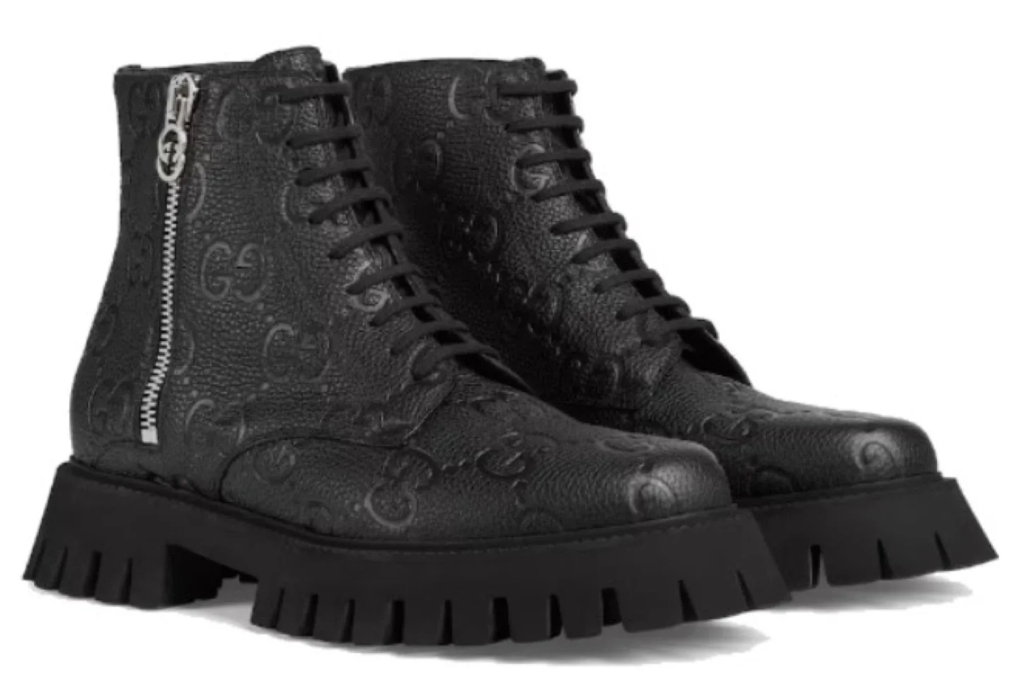 Gucci leather monogrammed boots 38