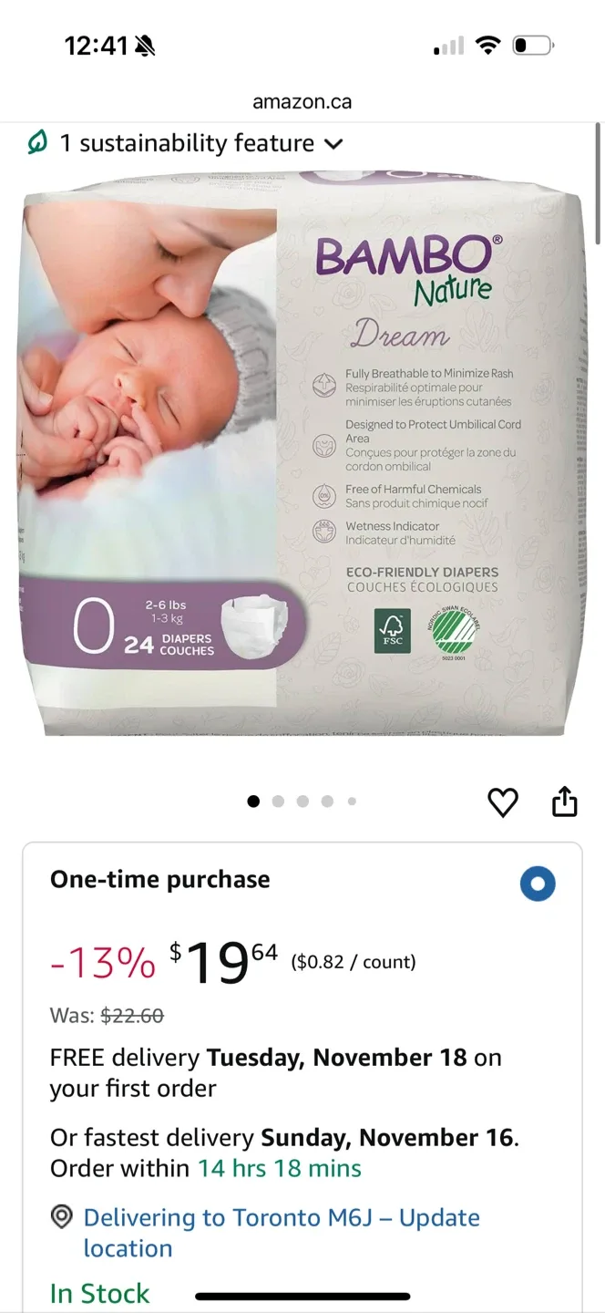 Bambo Nature Dream Size 0 Diapers - 24 Count image indicator(8)