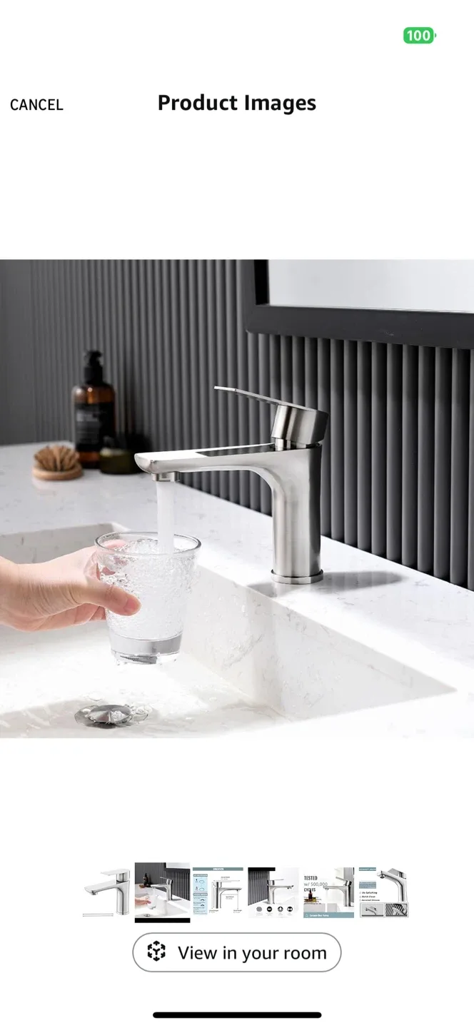 Silver Finish Bathroom Sink Faucet - Like New! image indicator(4)