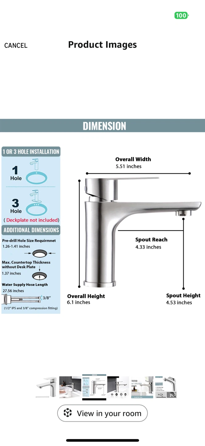 Silver Finish Bathroom Sink Faucet - Like New! - photo 2