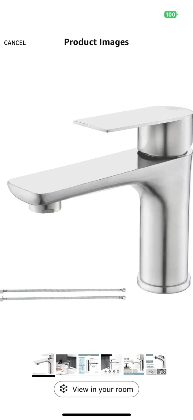 Silver Finish Bathroom Sink Faucet - Like New! thumbnail
