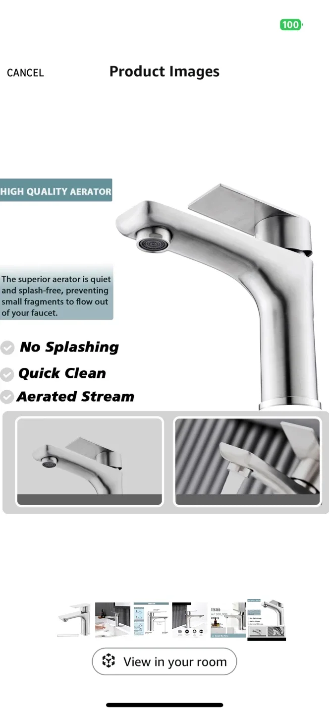Silver Finish Bathroom Sink Faucet - Like New! image indicator(6)