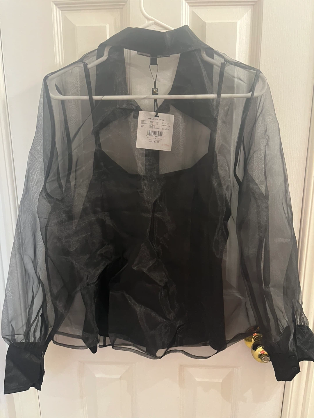 Melanie Lyne Sheer Black Blouse - Size 10 - photo 2