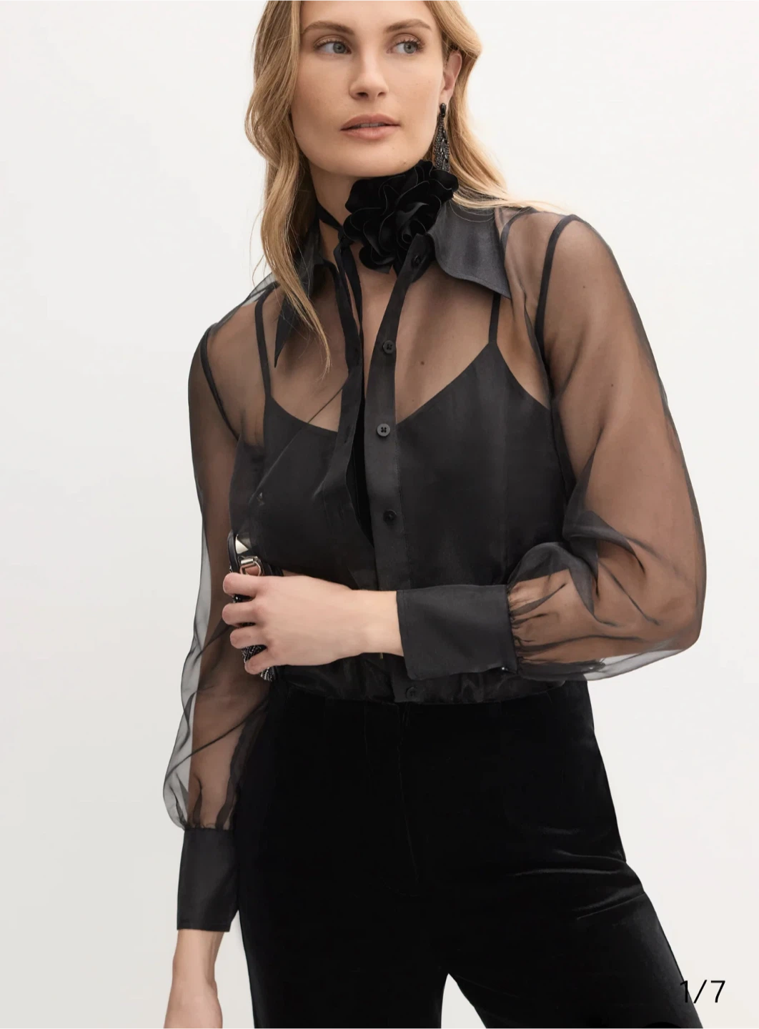 Melanie Lyne Sheer Black Blouse - Size 10