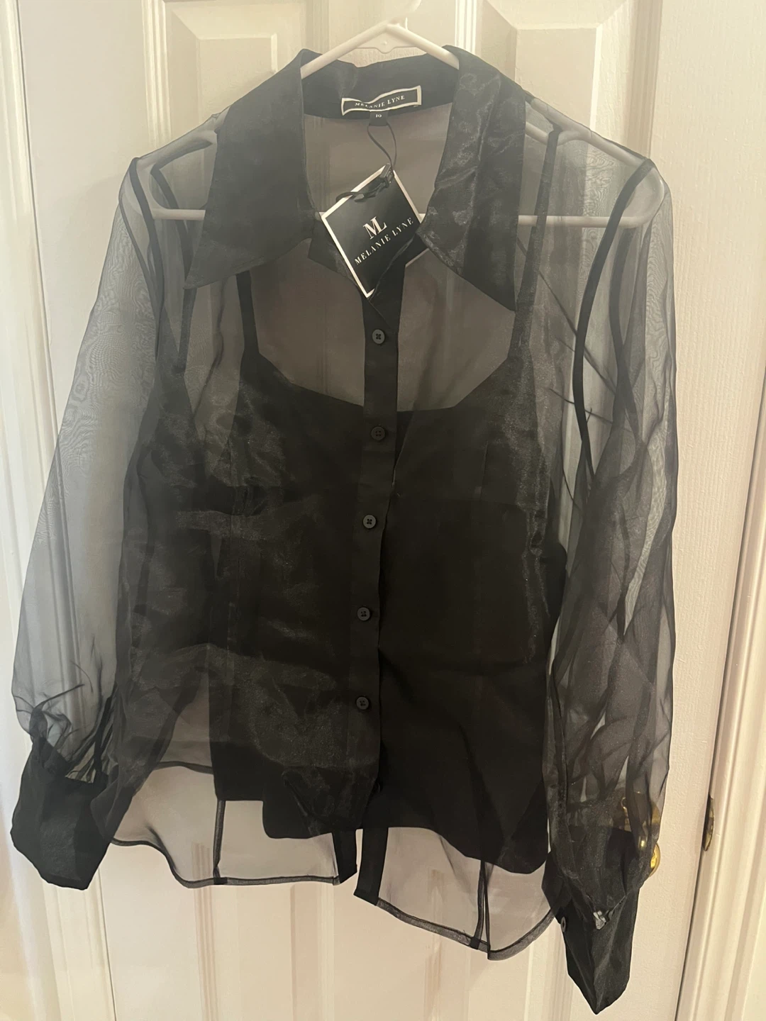 Melanie Lyne Sheer Black Blouse - Size 10 - photo 3