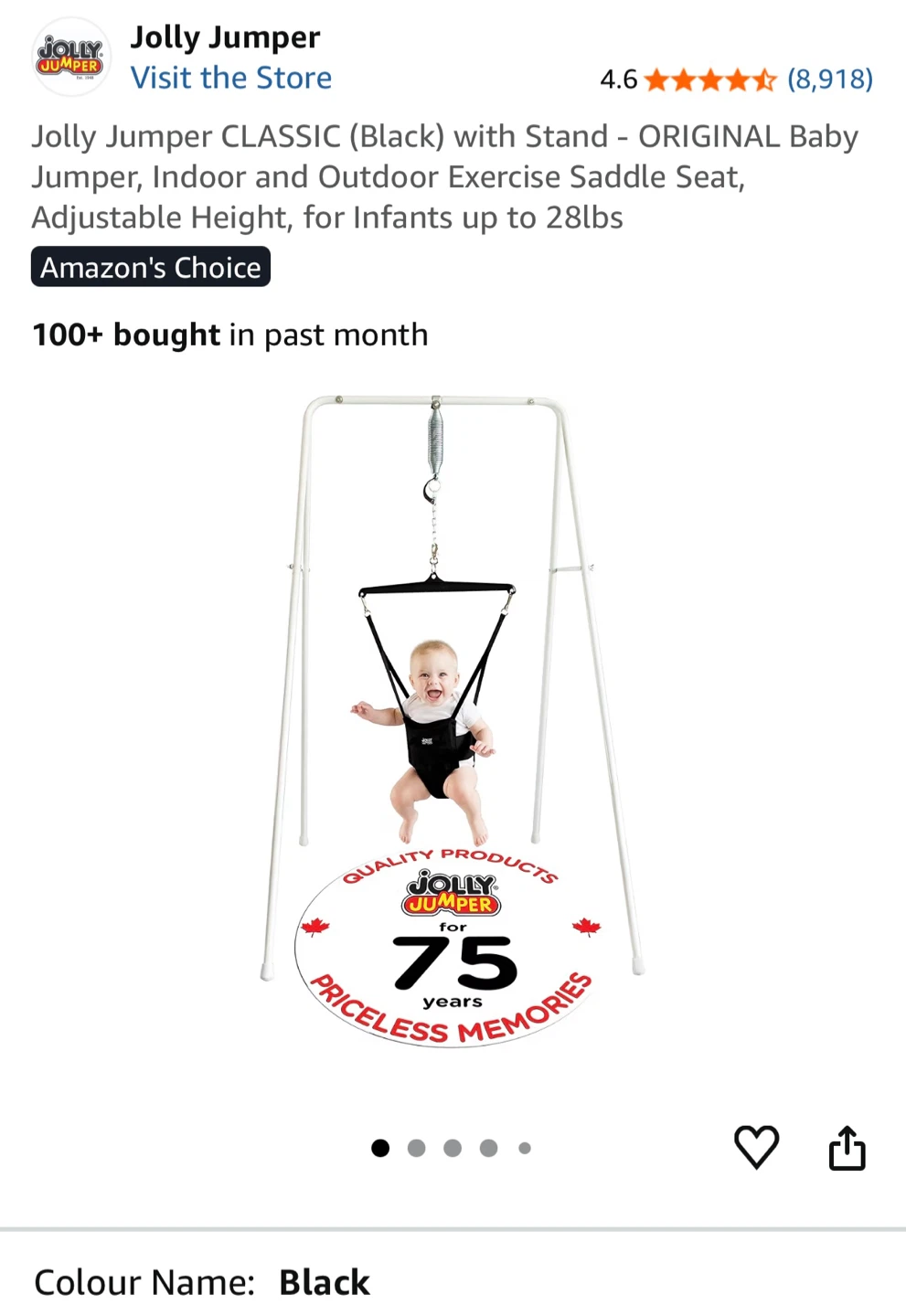Jolly Jumper Classic (Black) with Stand