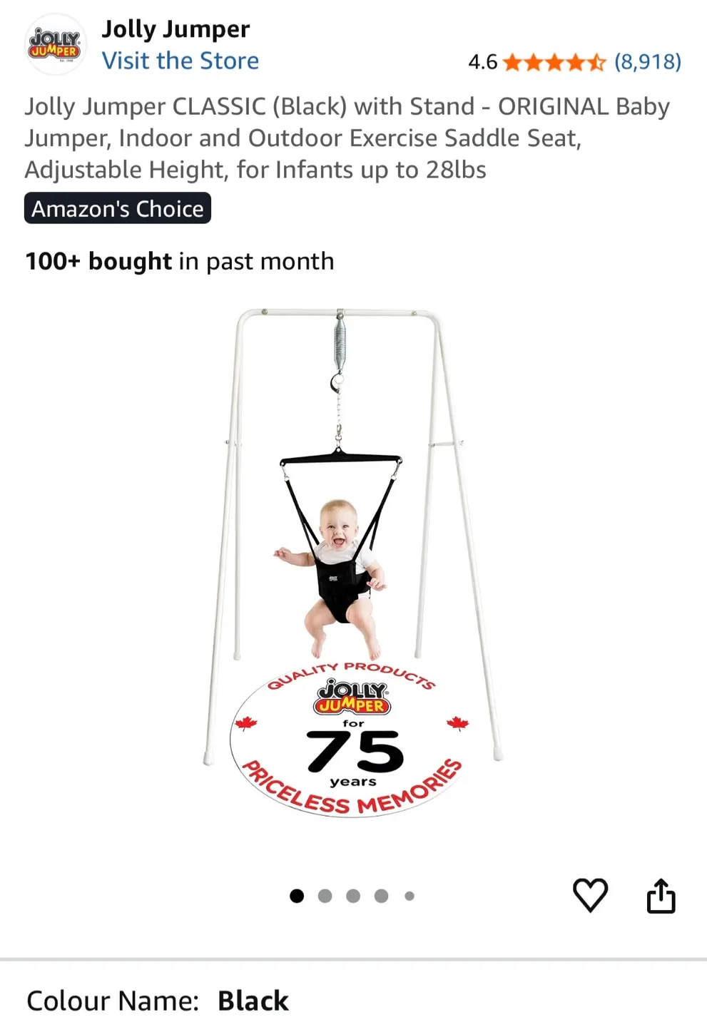 Jolly Jumper Classic (Black) with Stand