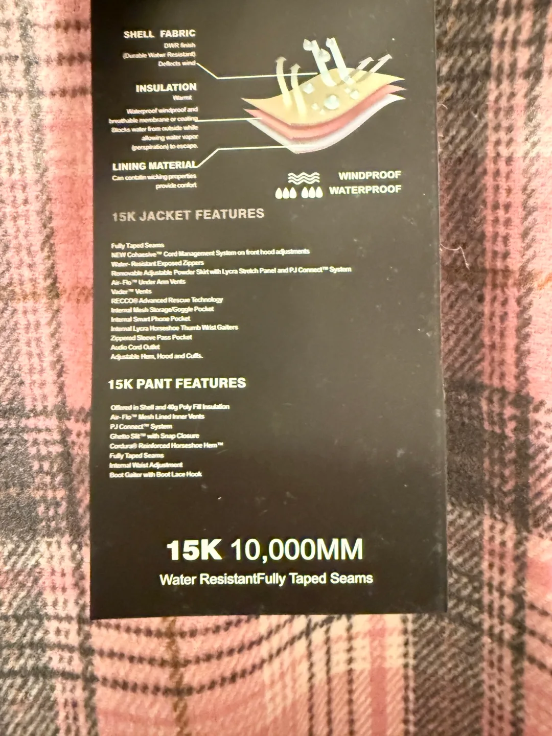 Doorek Pink Plaid 15K snow Jacket - Size M image indicator(4)