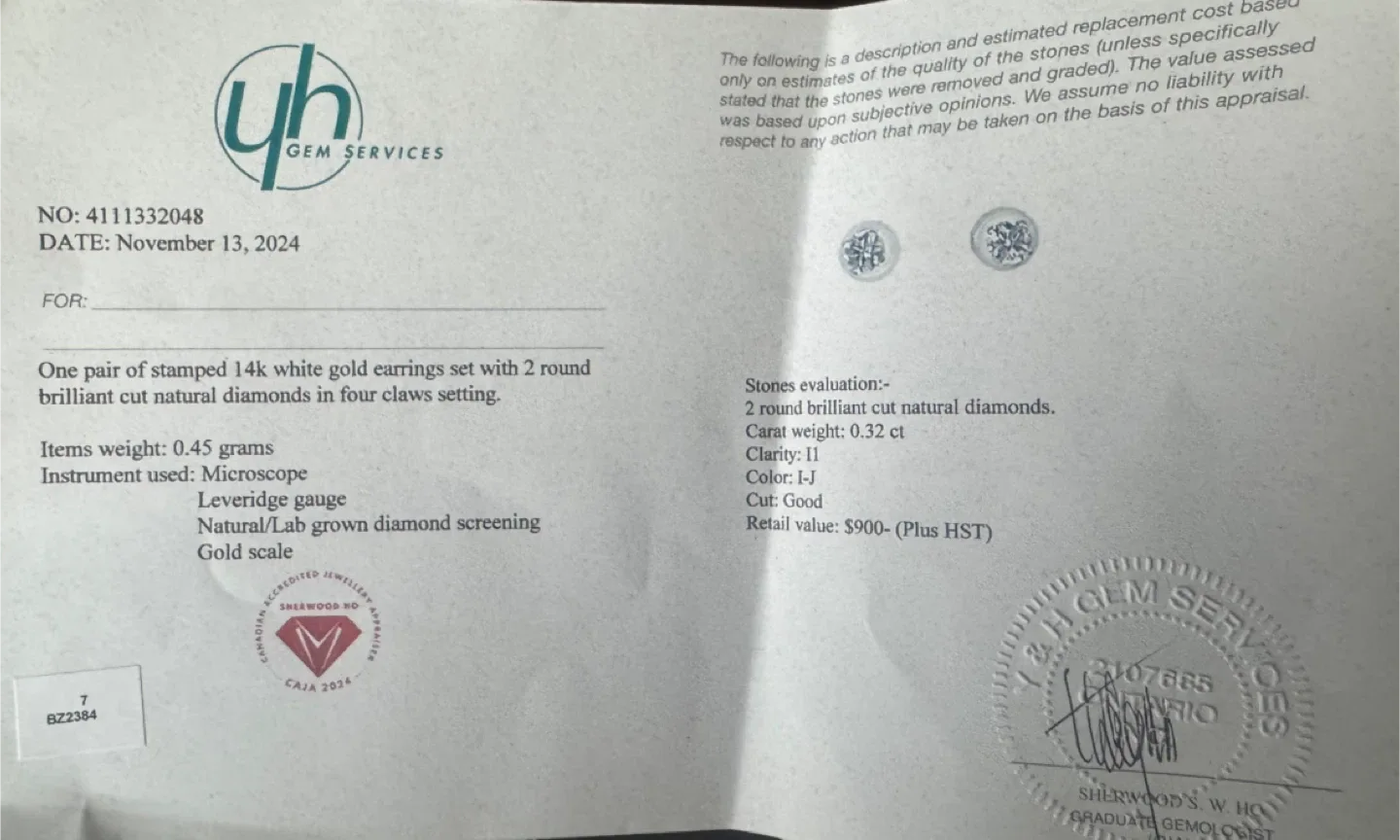 New 14K Gold Natural Diamond Stud Earring – 0.45g, 0.32ct image indicator(5)