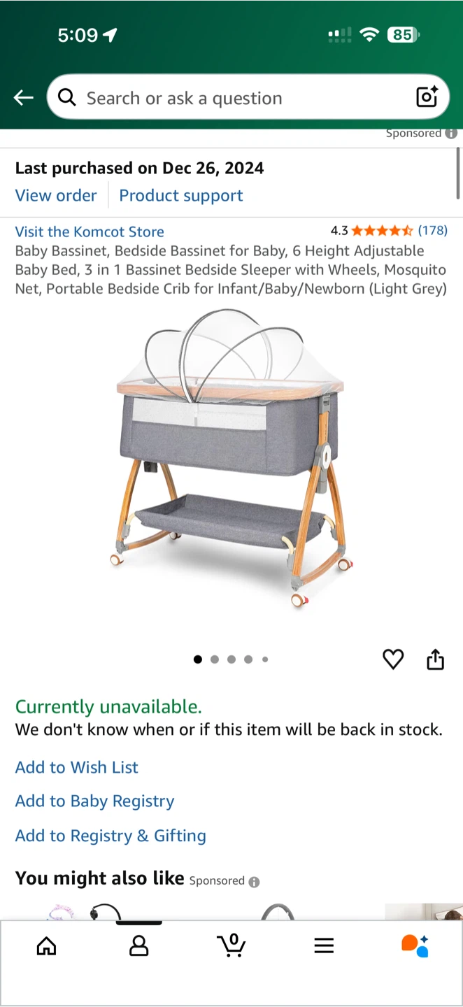 Komcot Baby Bassinet - Adjustable Bedside Sleeper