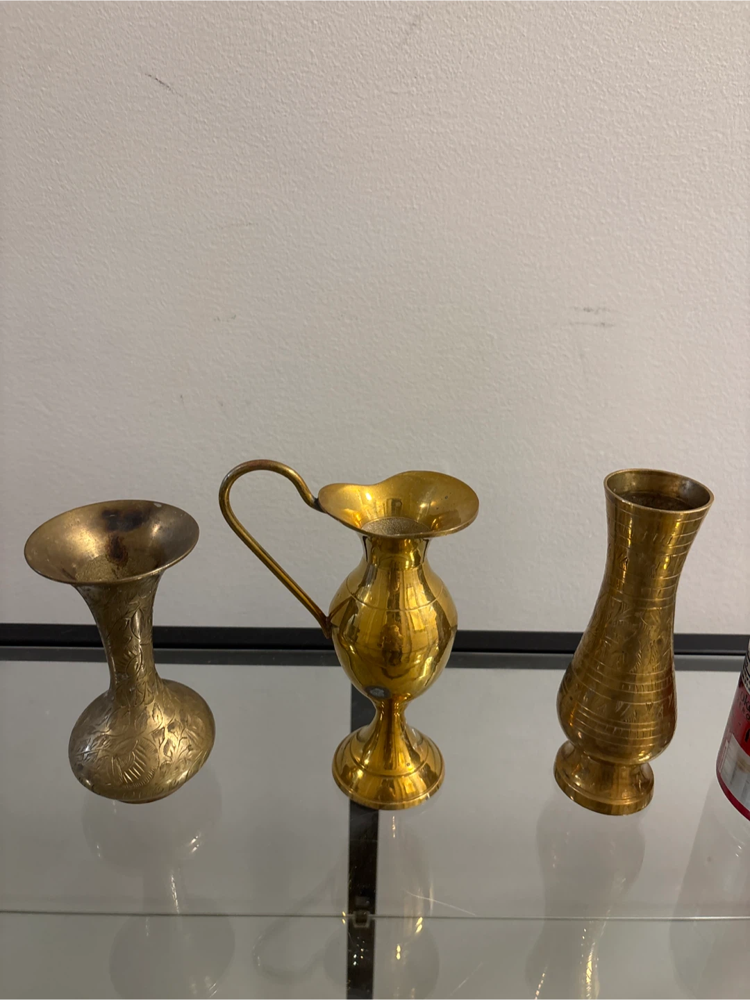 Set of 3 Brass Vases and Pitcher - photo 2