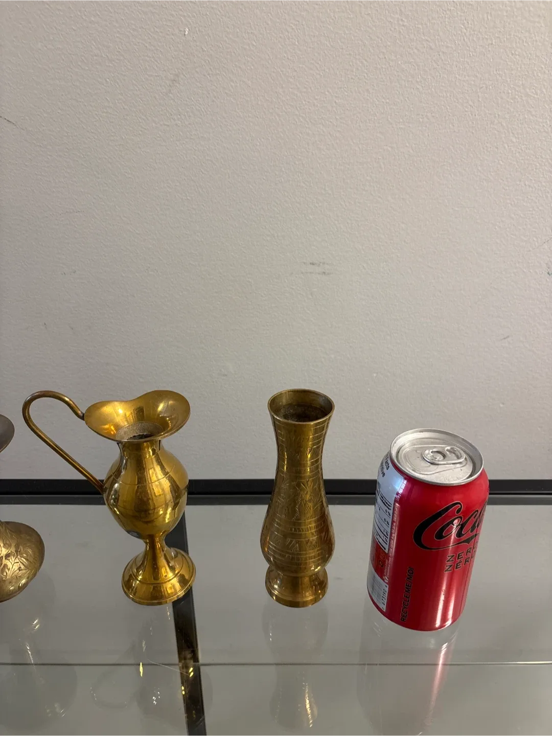 Set of 3 Brass Vases and Pitcher image indicator(7)