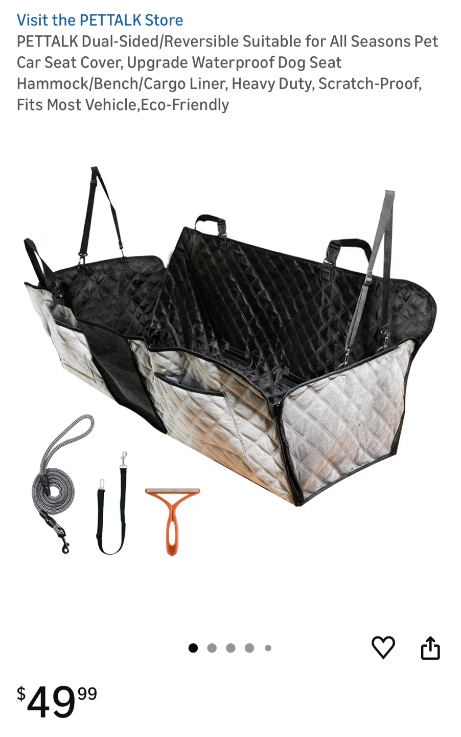 Dual-Sided Pet Car Seat Cover