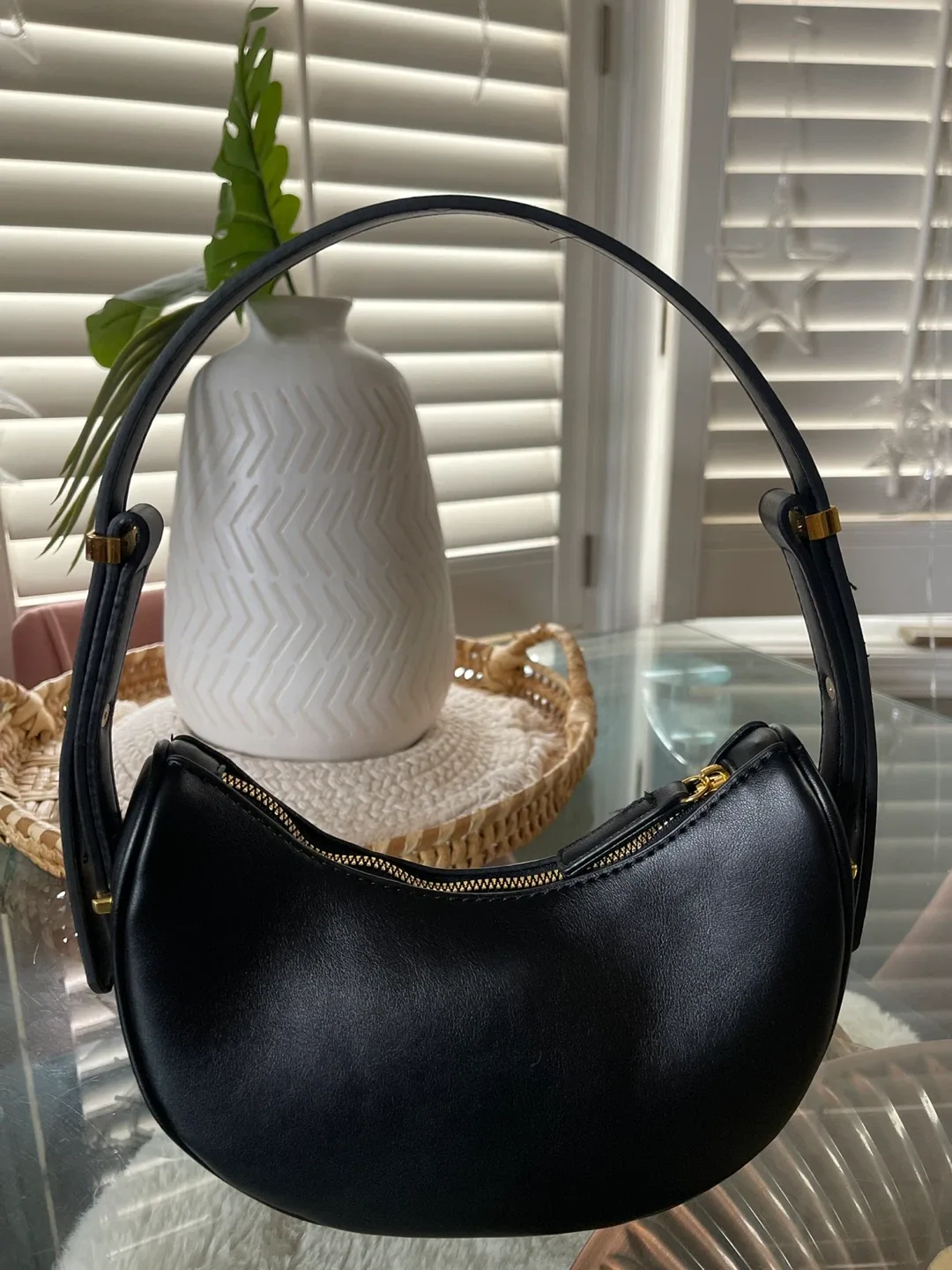 Black Leather Mini Hobo Bag image indicator(3)