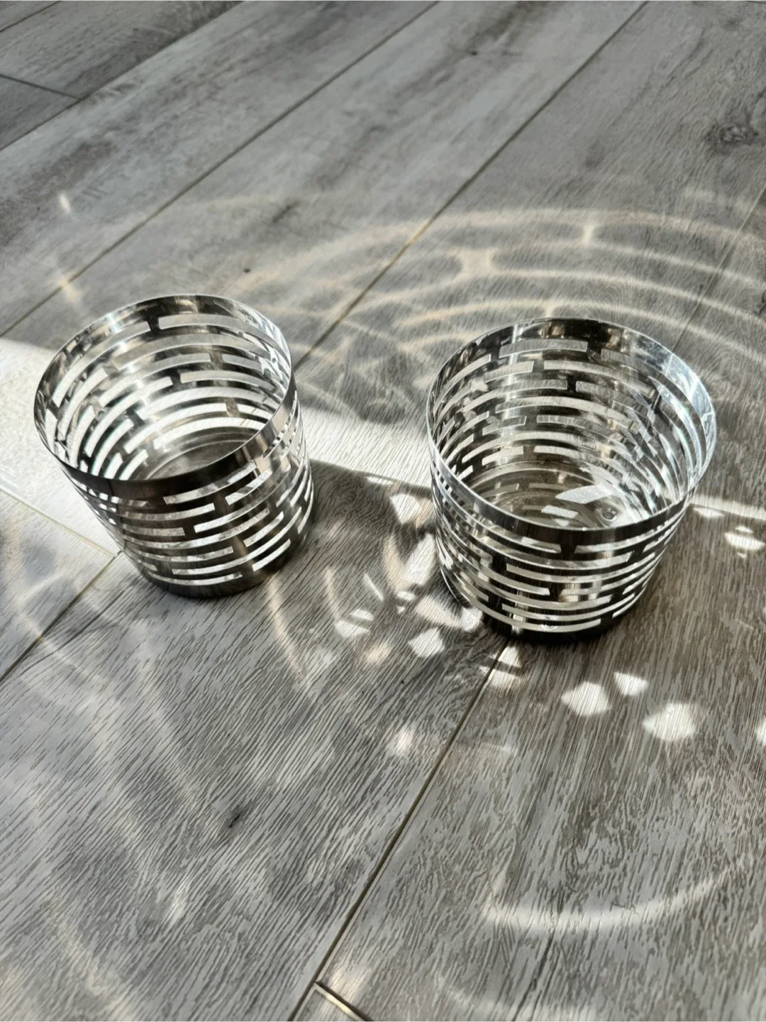 Set of 2 Silver Metal Candle Holders image indicator(2)