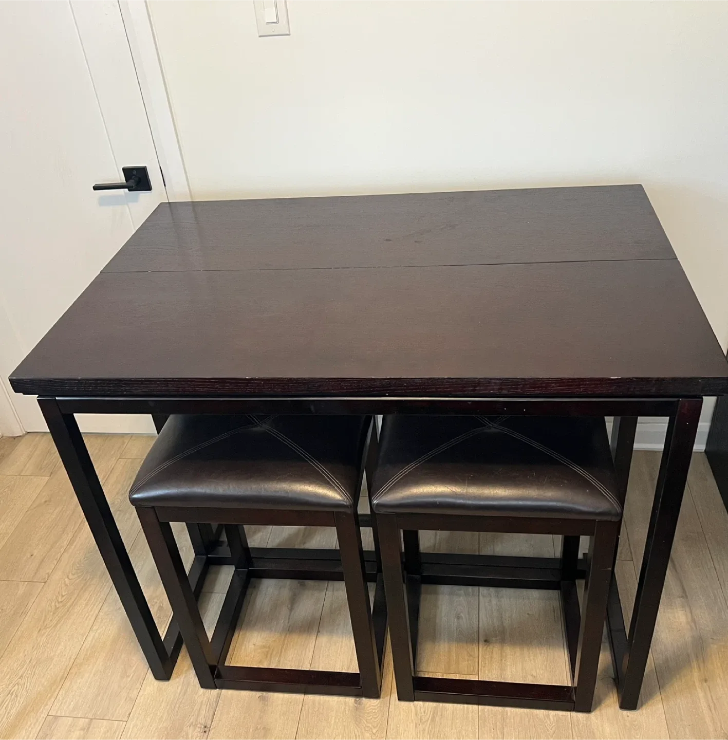 Dark Brown Dining Table with 2 Stools image indicator(3)