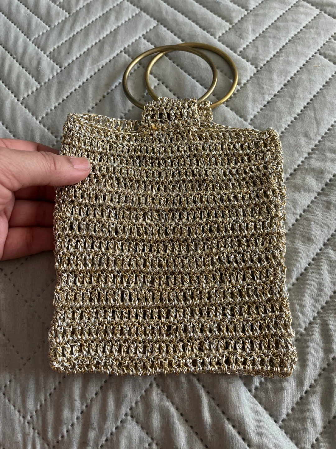 Crocheted Gold/Silver elegant purse