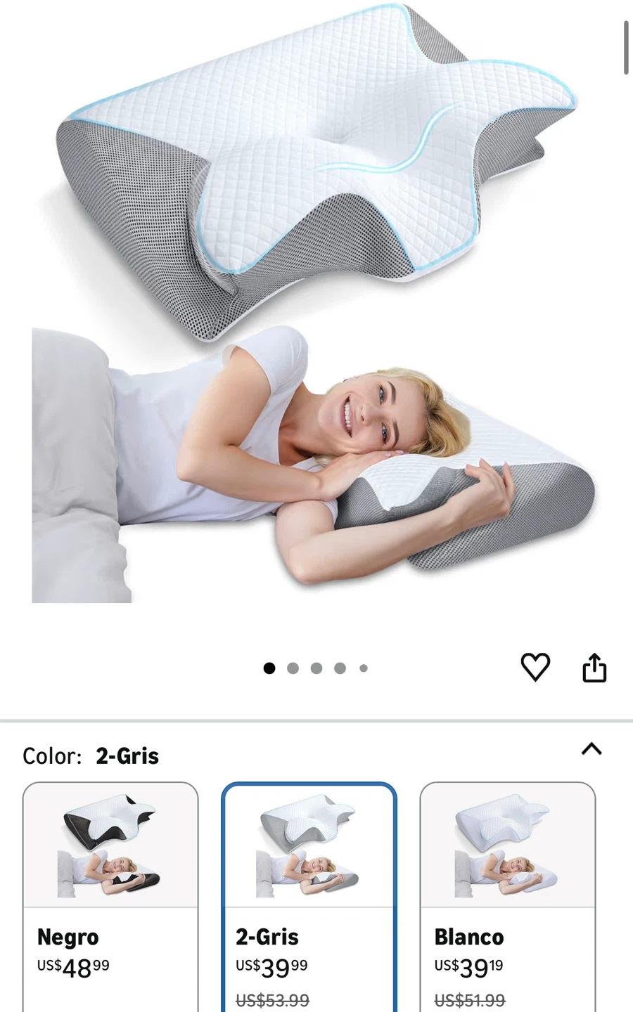 2 in 1 Neck Pillow - Gray - New in Package