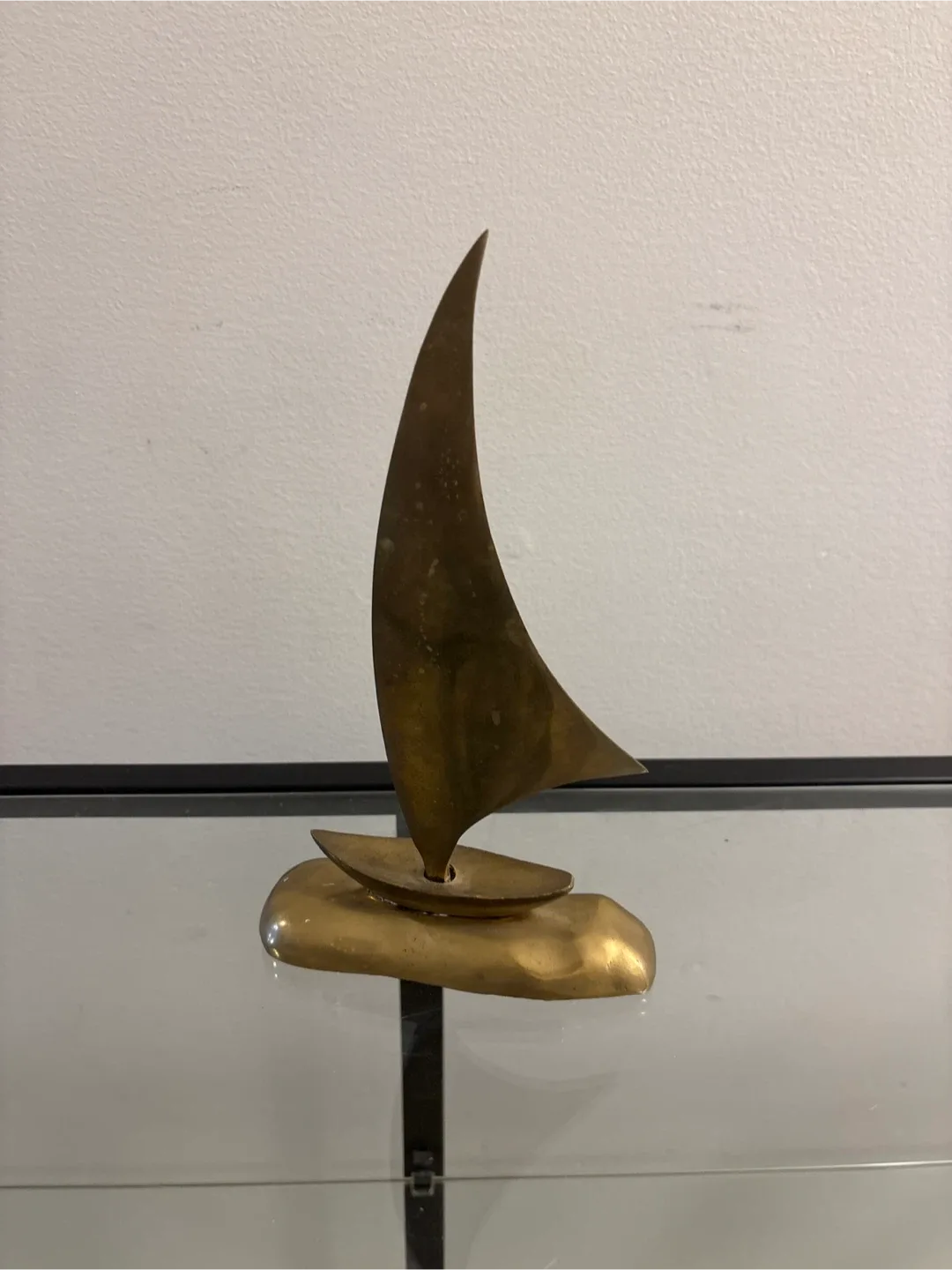 Vintage Solid Brass Sailboat Figurine