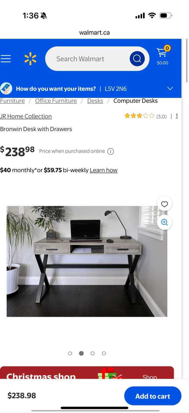 Brown Desk with Drawers