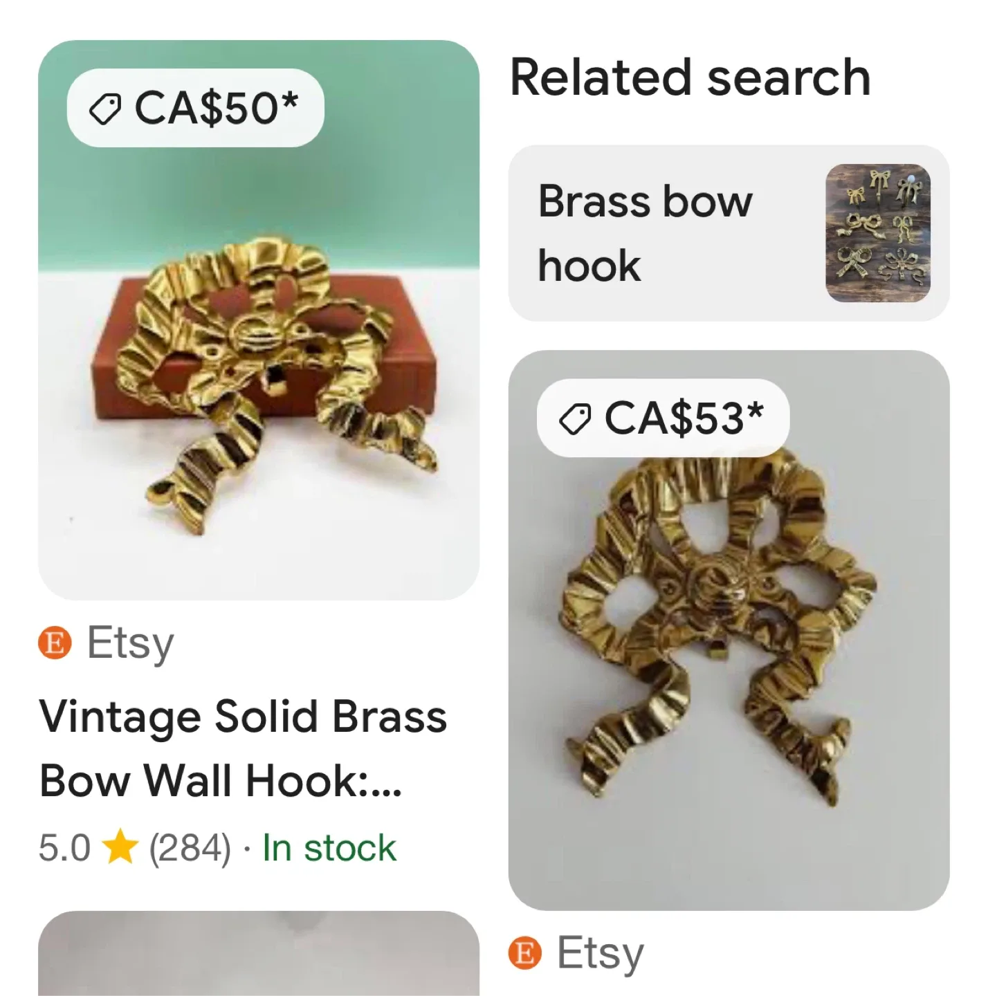 Vintage Brass Bow Wall Hook image indicator(2)