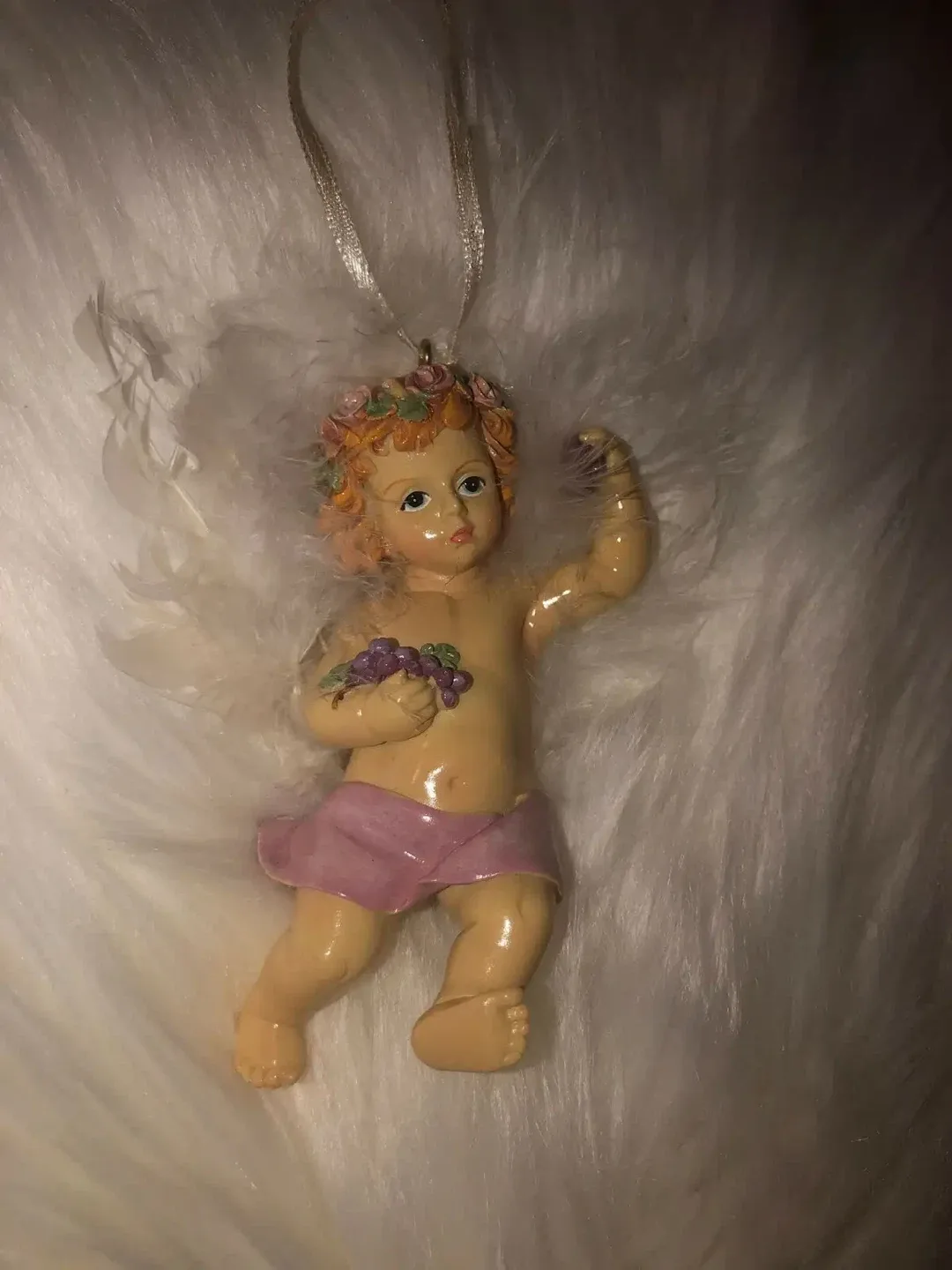 Vintage Angel Ornament with Feathers