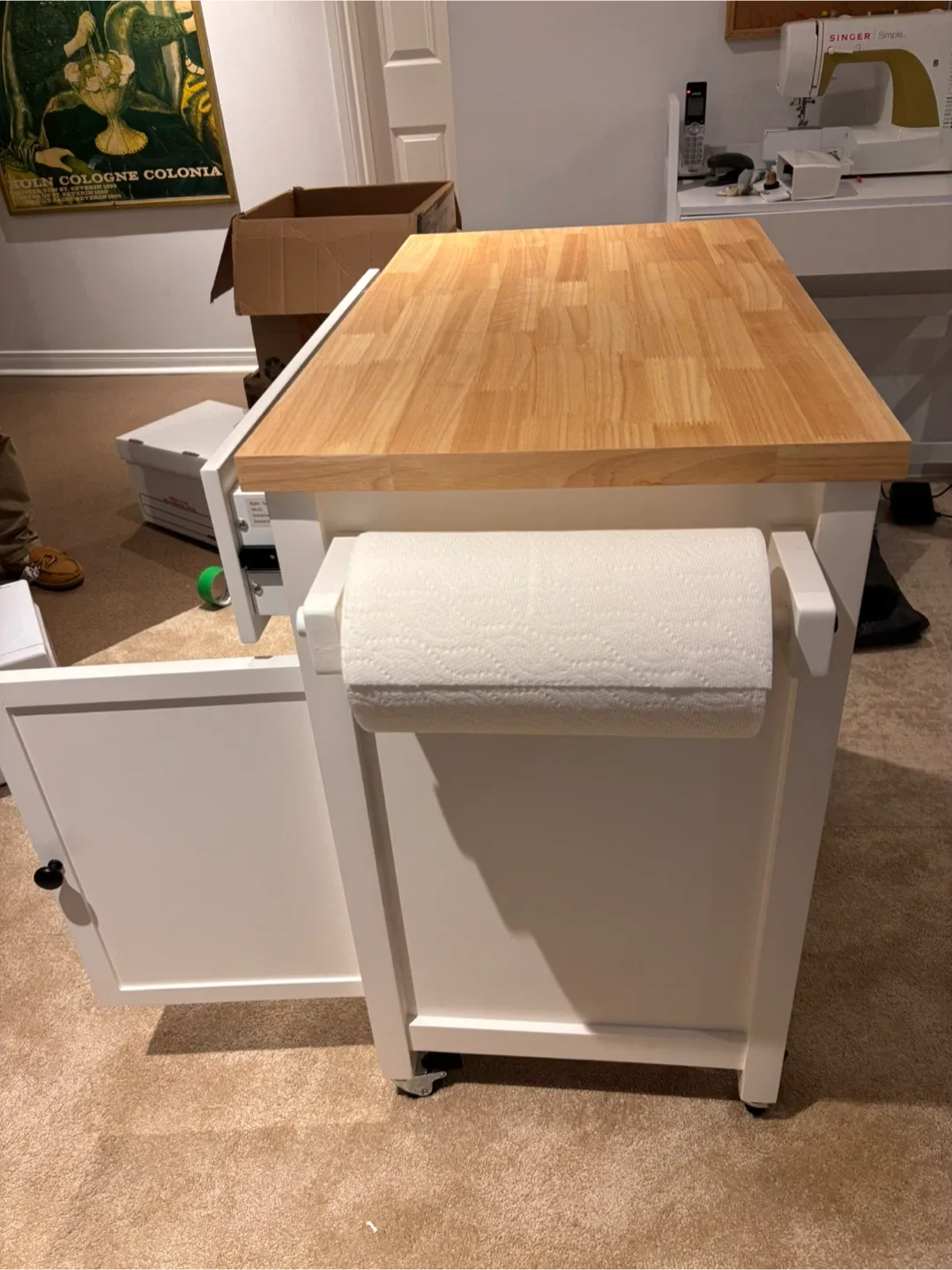 Kitchen Cart - White/Wood image indicator(3)
