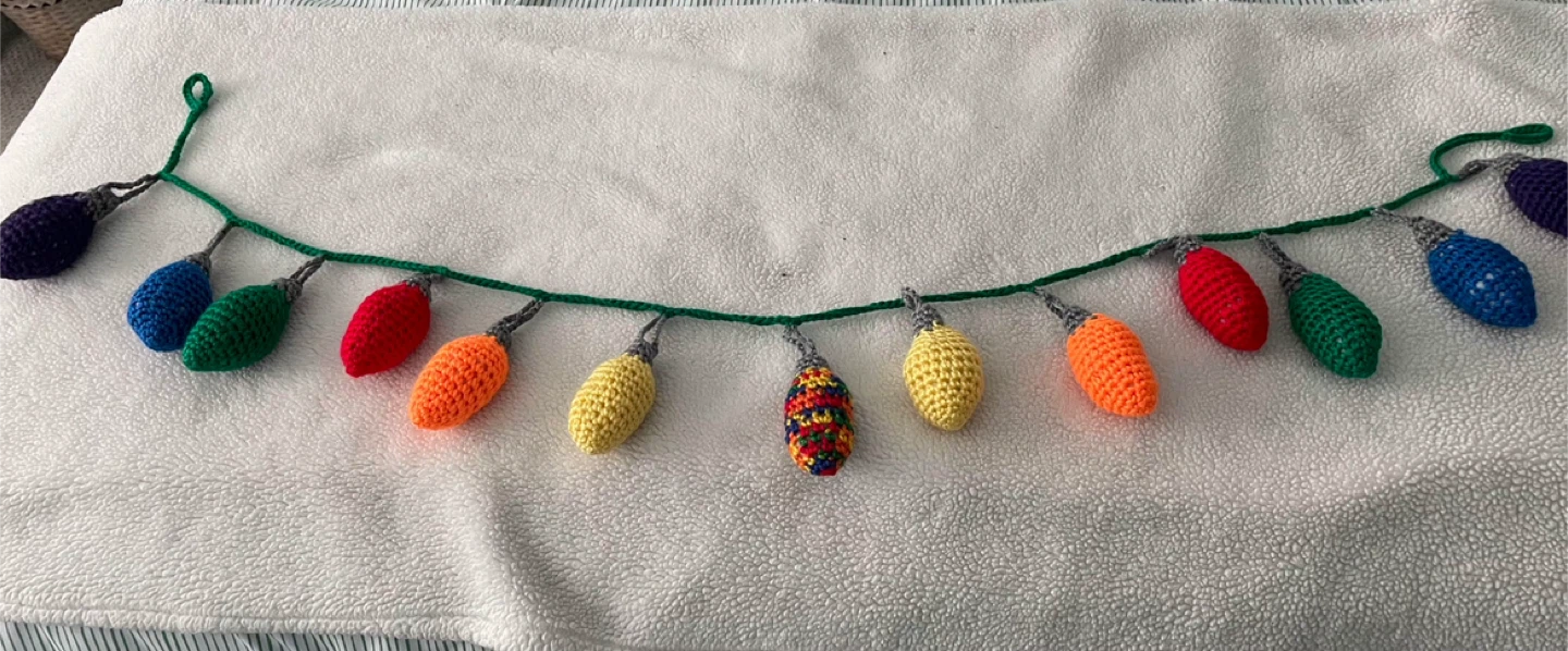 Crocheted Christmas Light Garland - Handmade Decor