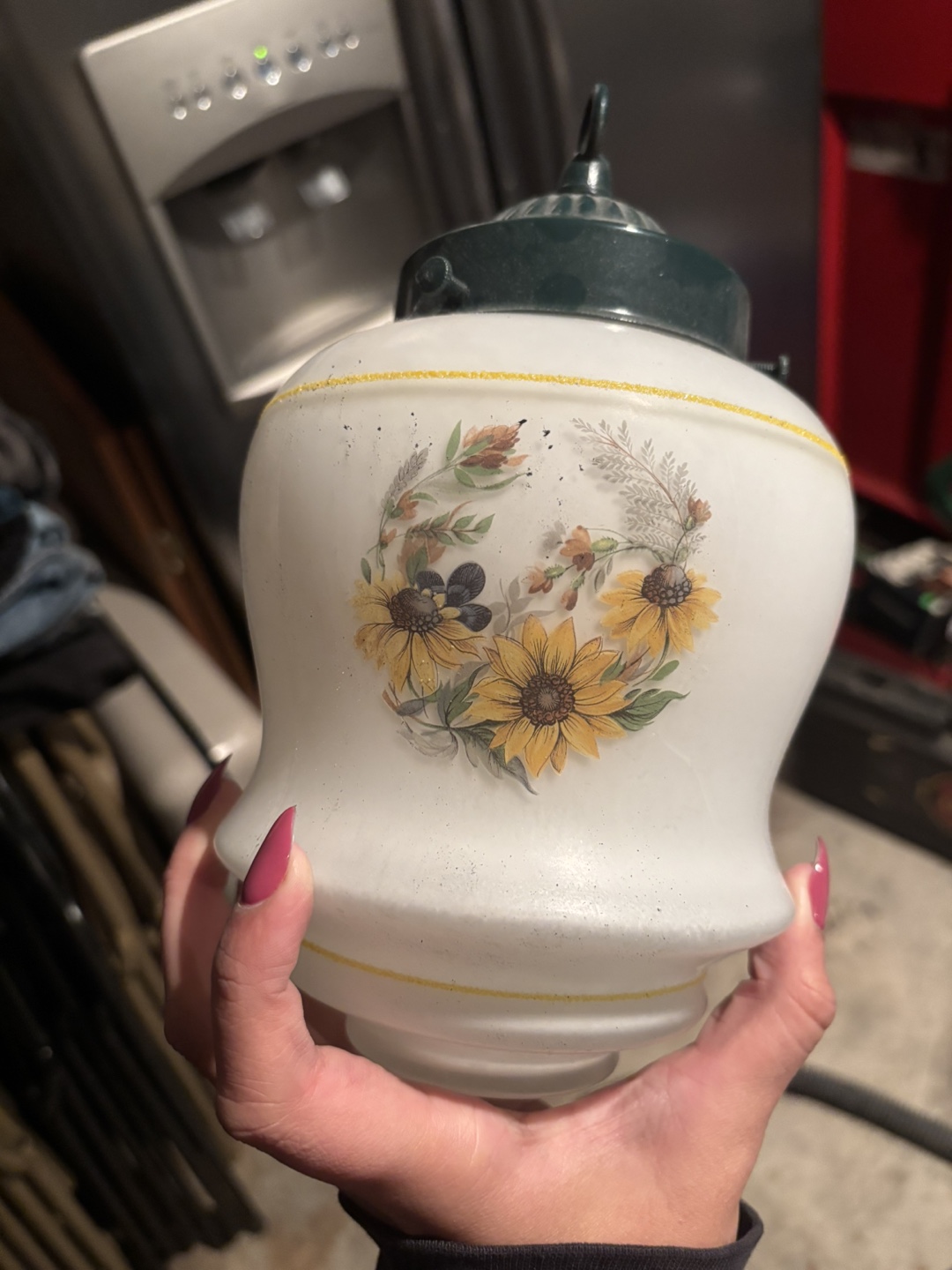 Floral Patterned Glass Light Fixture - photo 2