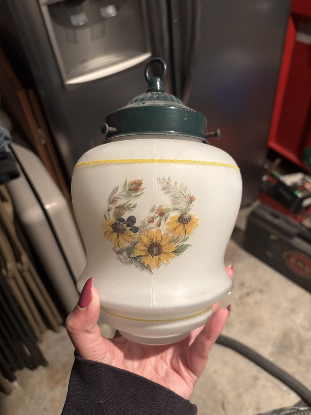 Floral Patterned Glass Light Fixture
