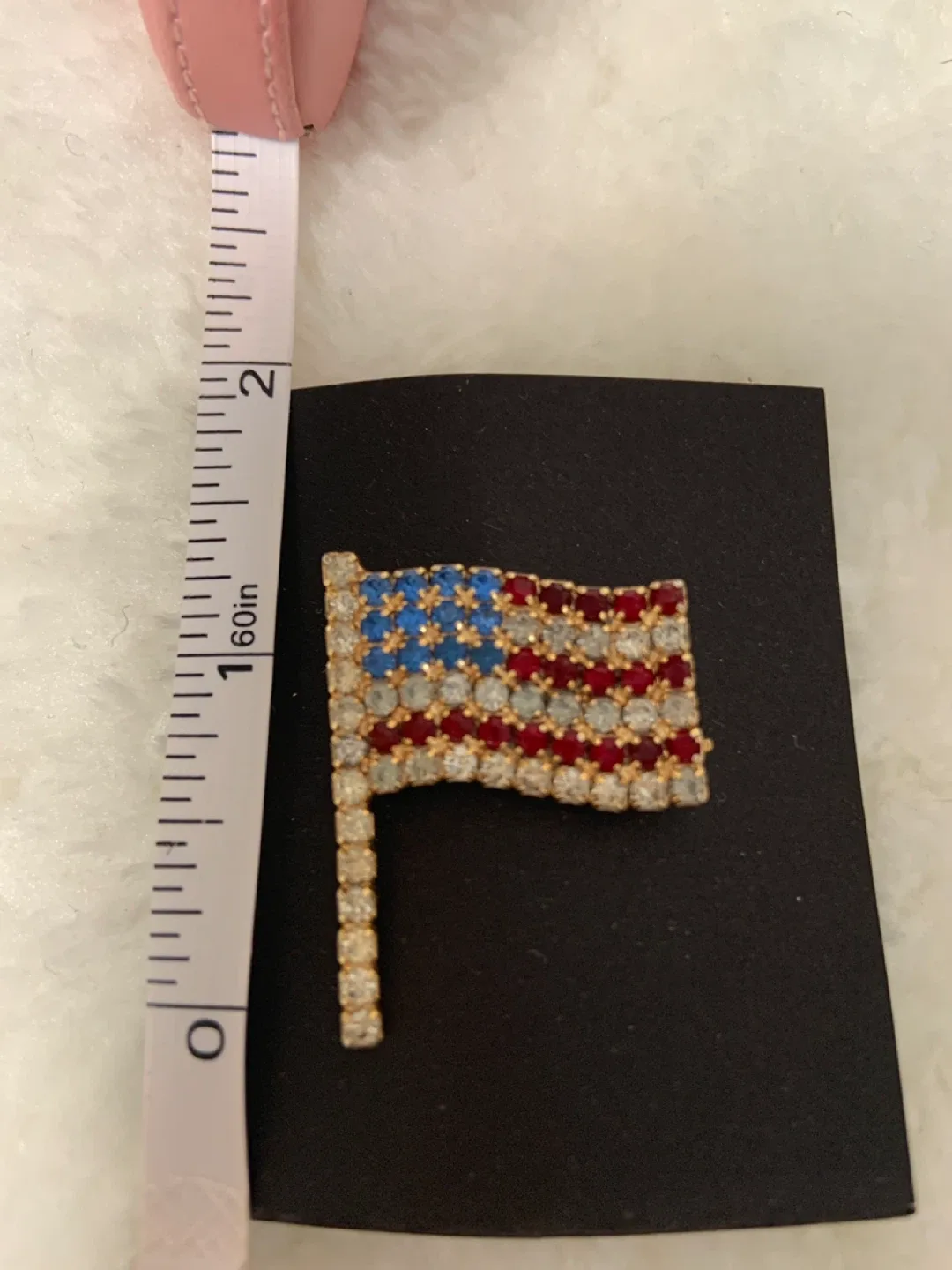 Vintage Rhinestone Stars & Stripes Flag Brooches image indicator(4)
