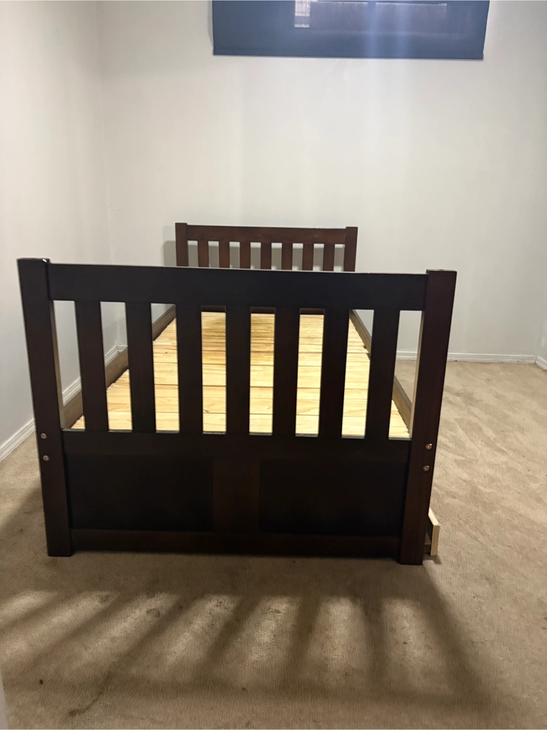 Dark Brown Wood Twin Bed Frame - photo 3