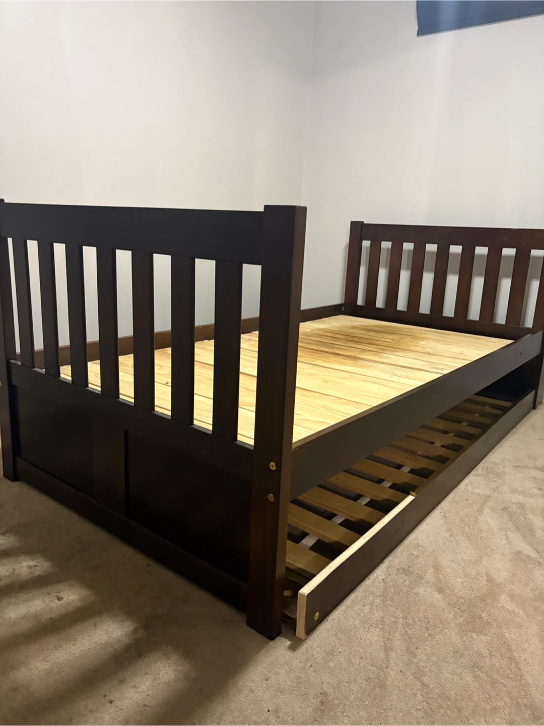Dark Brown Wood Twin Bed Frame - photo 2