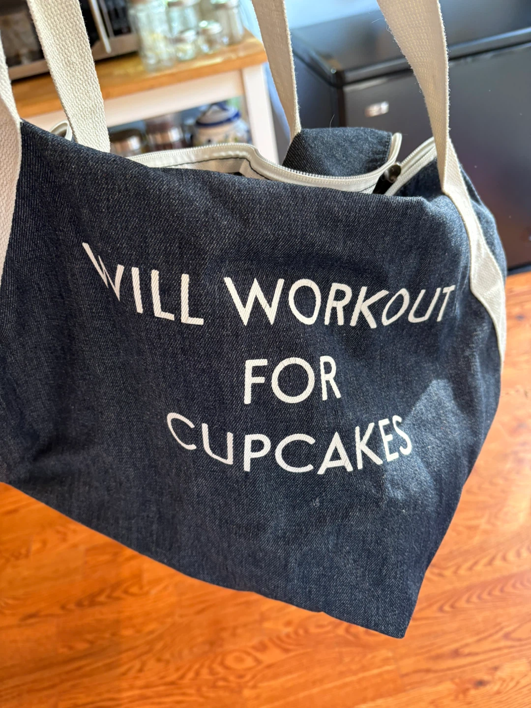 Denim Gym Bag - Will Workout For Cupcakes - photo 2