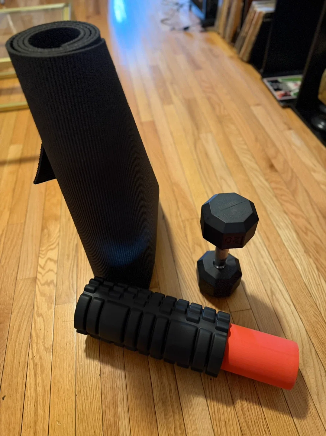 RONTEN Black Foam Roller-20lb Dumbell-yoga mat thumbnail