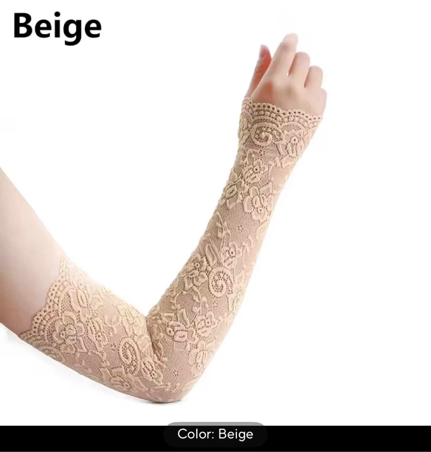 Lace Arm Sleeves hijab- Beige black
