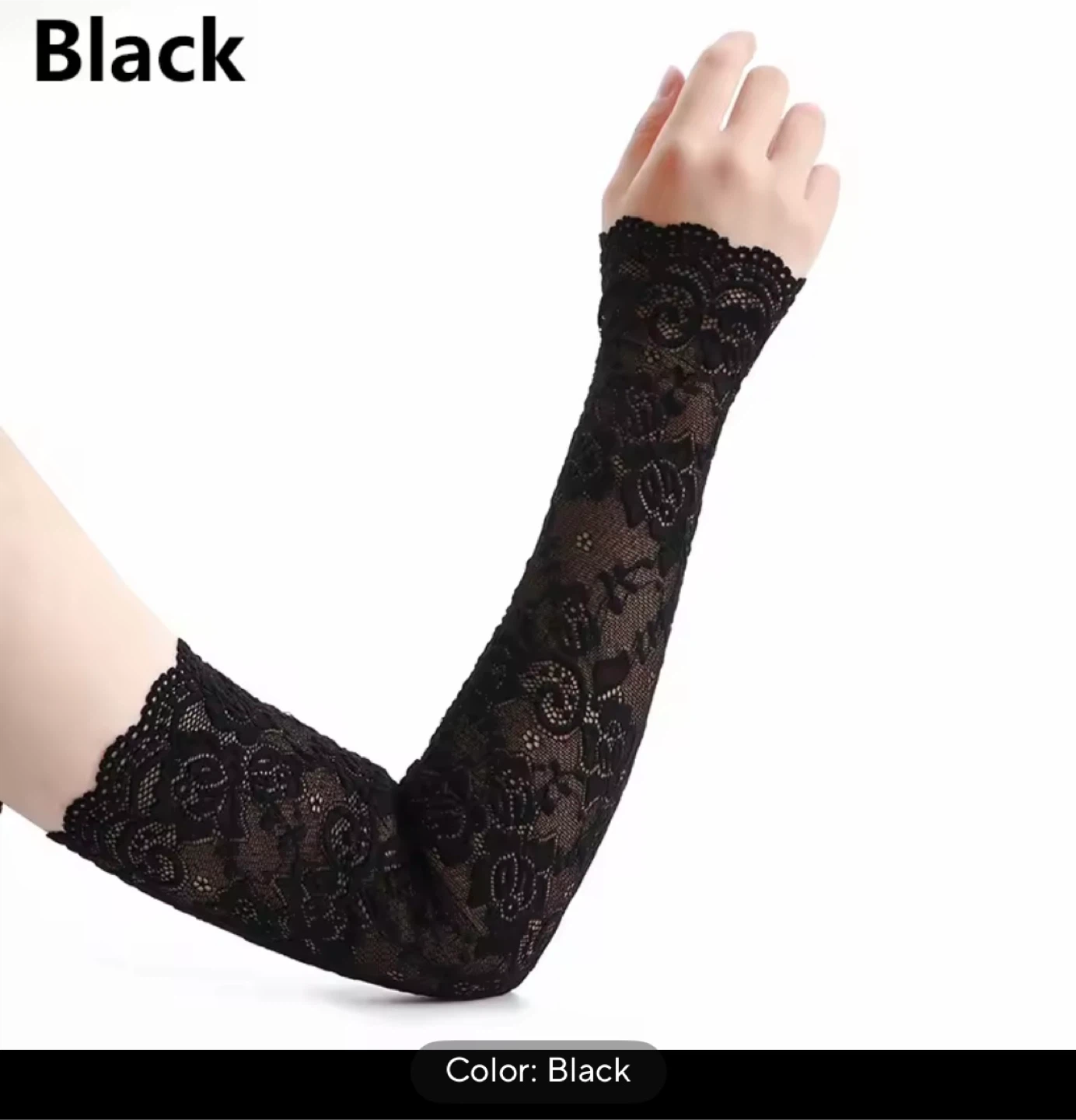 Lace Arm Sleeves hijab- Beige black - photo 2