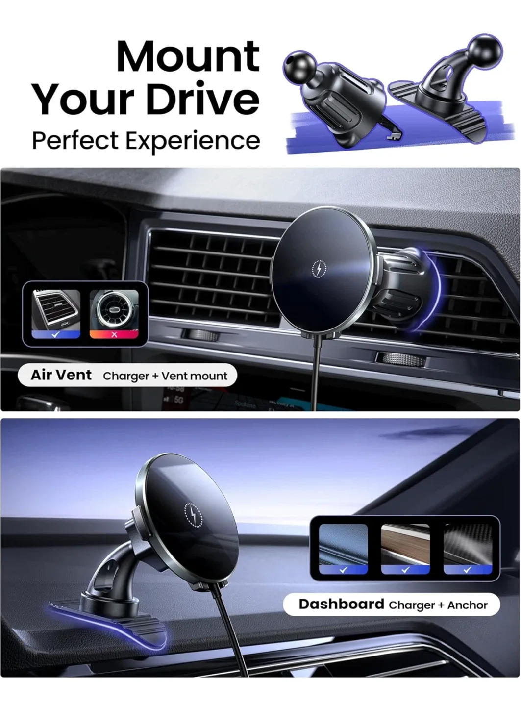 2 in 1 MagSafe Wireless Car Charger - New! image indicator(2)