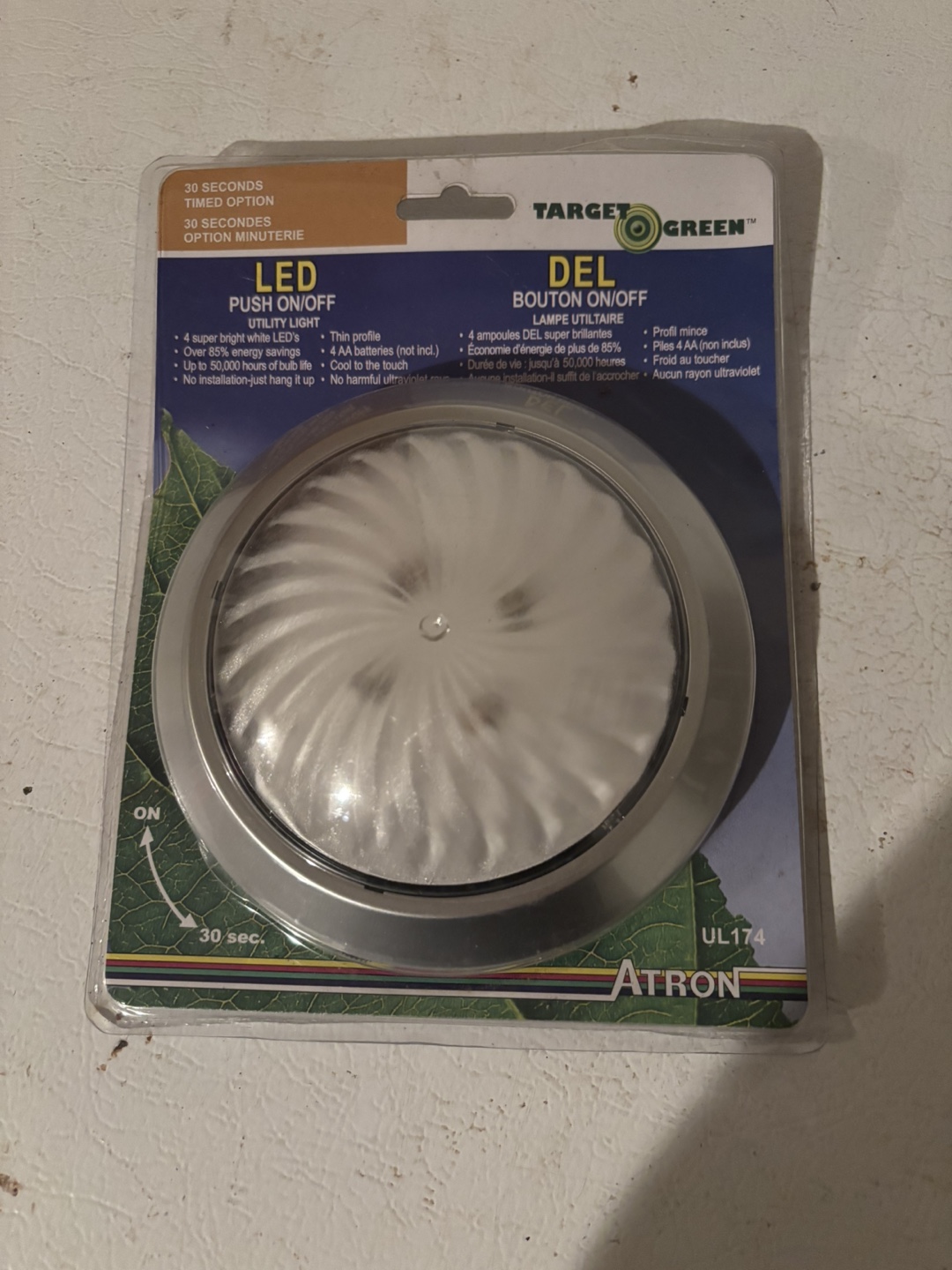 Target Green LED Push On/Off Utility Light
