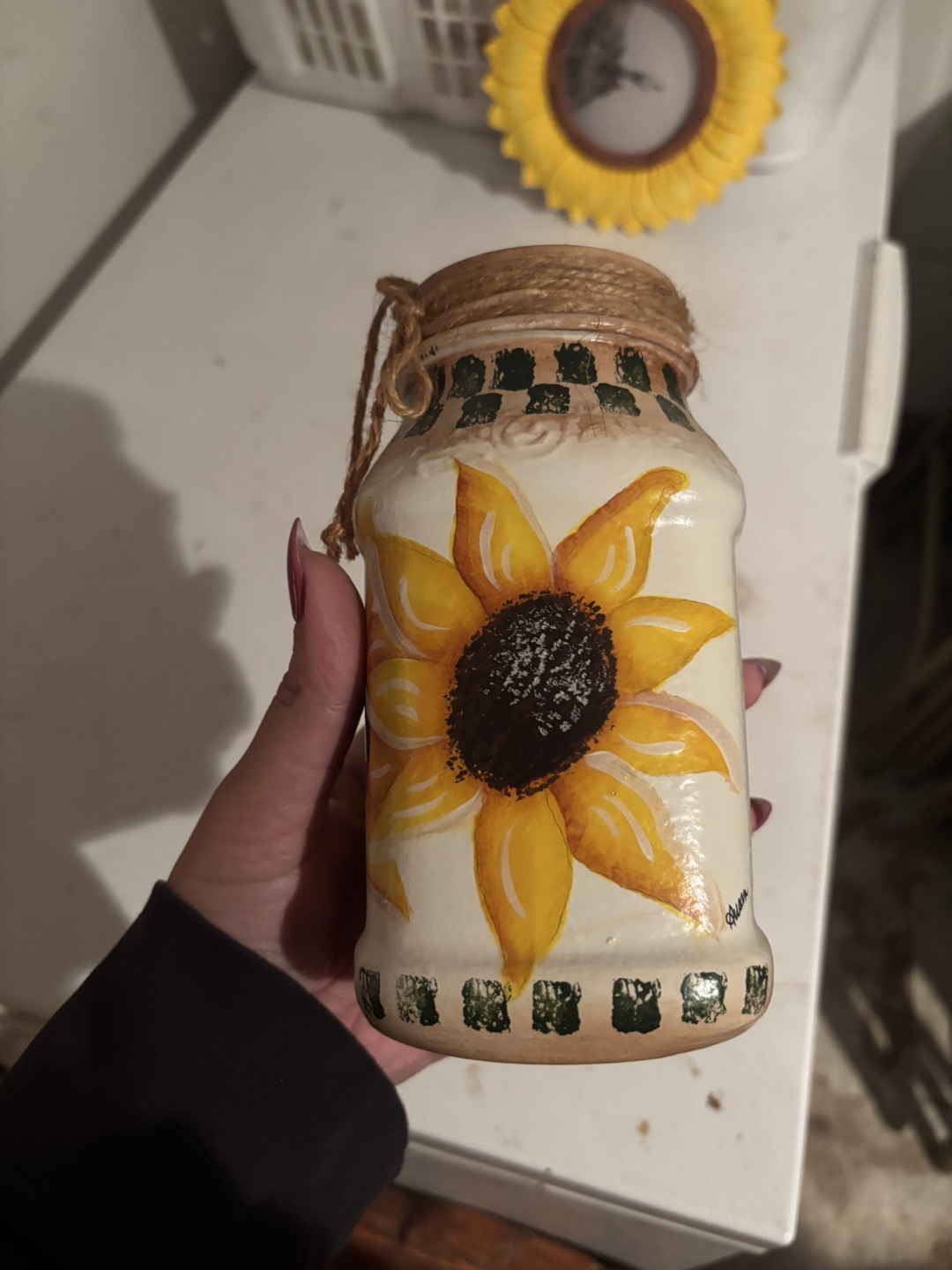 Sunflower Painted Jar