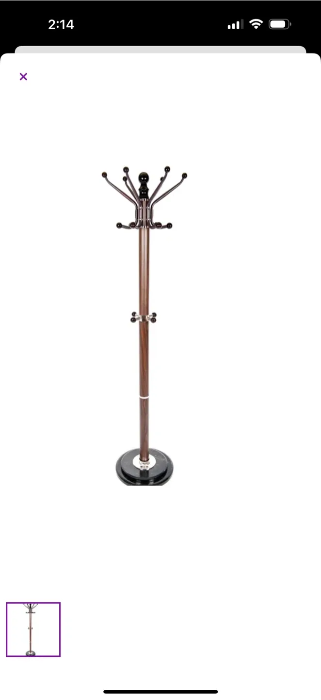 Coat Rack Stand - Brown Wood, 72" Height