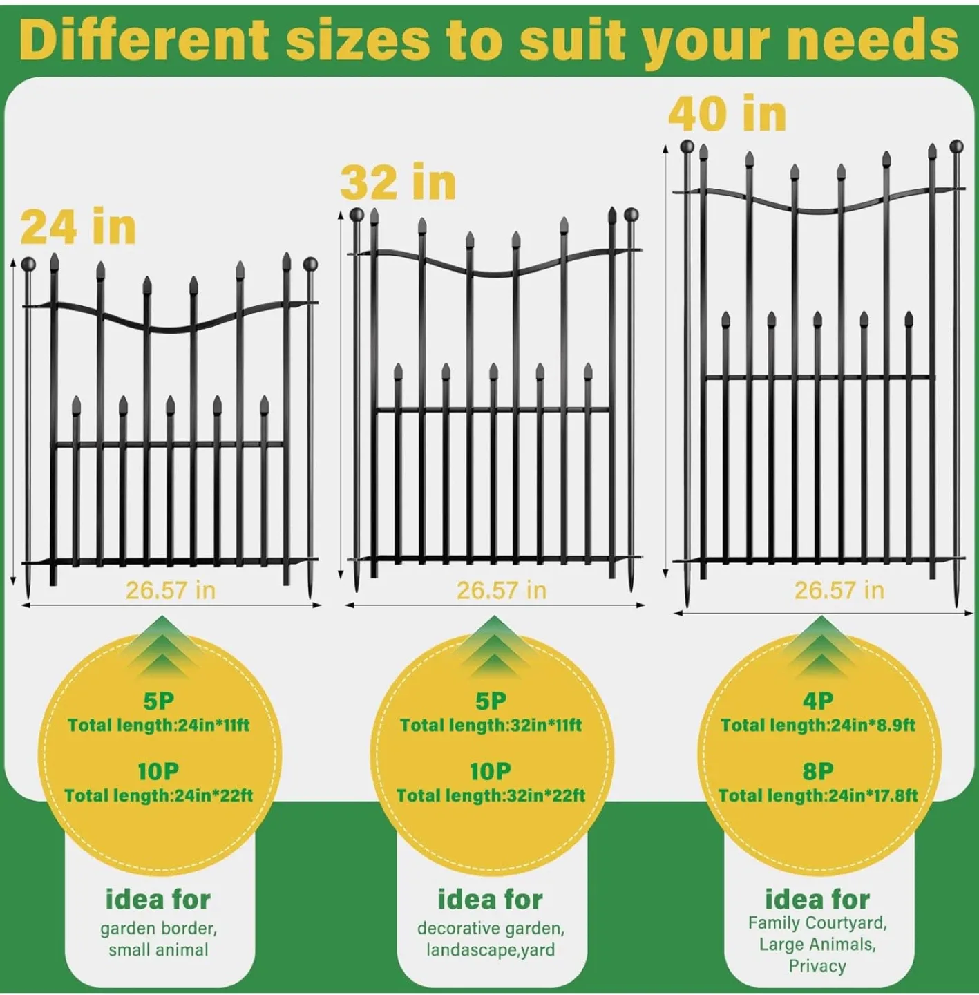 10 Panels No Dig Decorative Garden Fence, 32in(H)×22ft(L) image indicator(2)