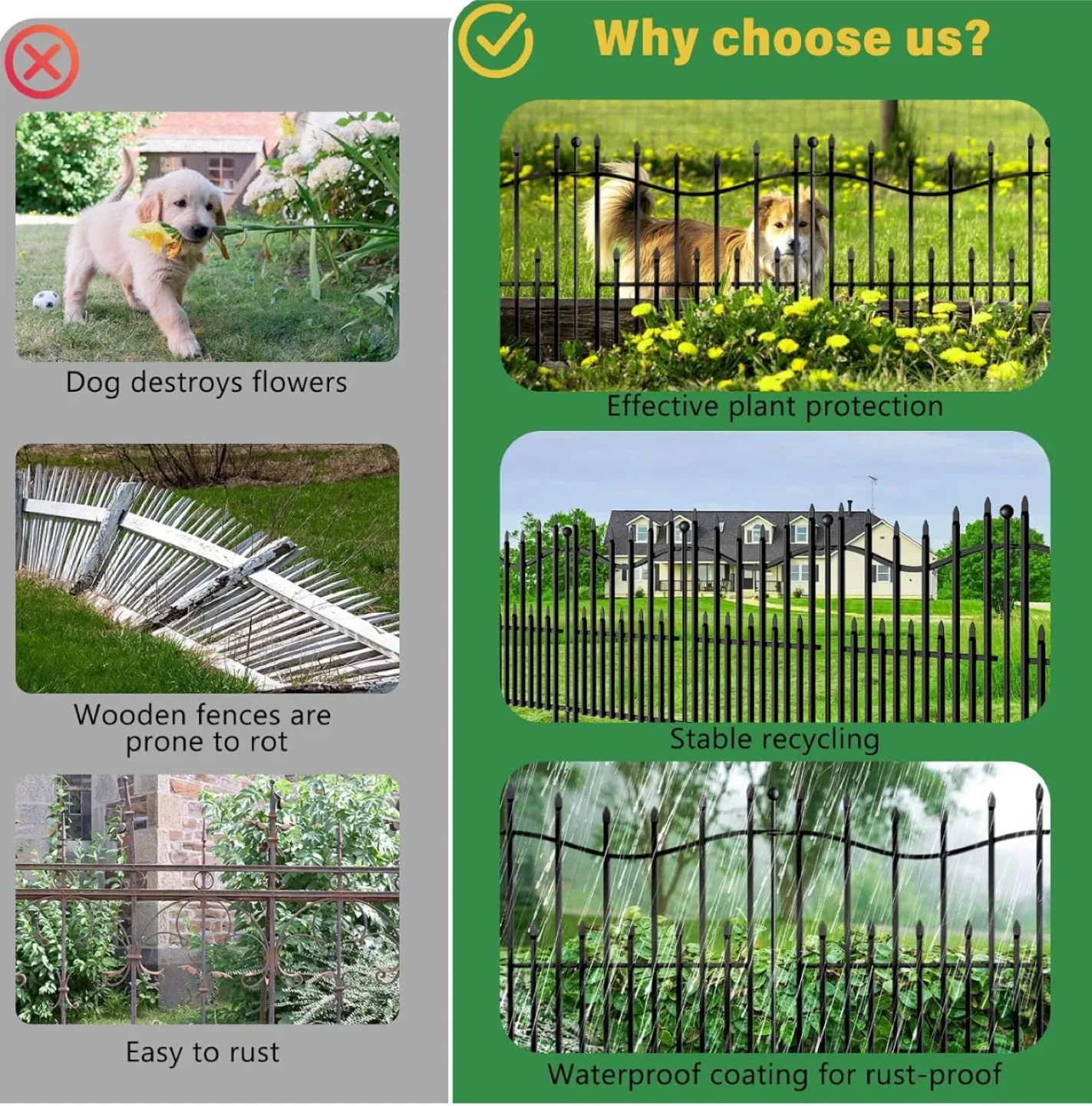 10 Panels No Dig Decorative Garden Fence, 32in(H)×22ft(L) image indicator(3)