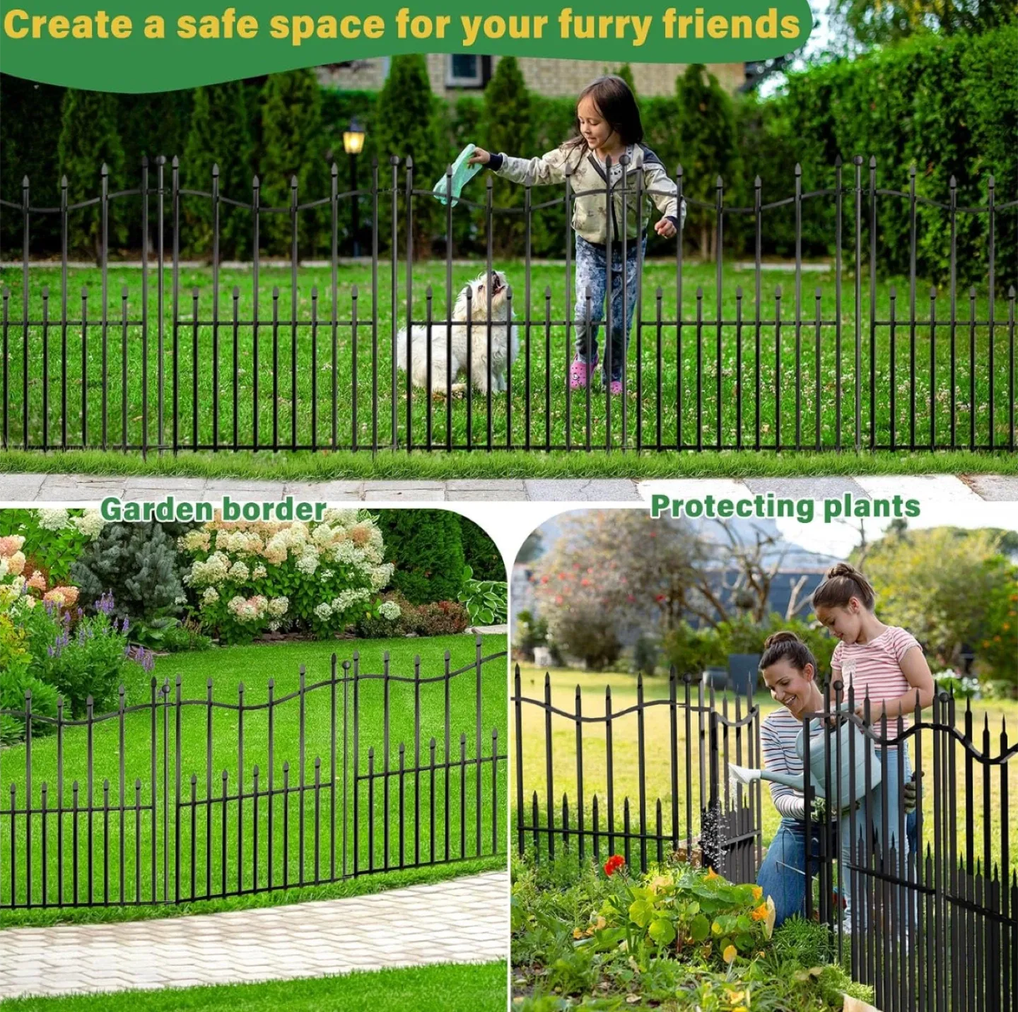 10 Panels No Dig Decorative Garden Fence, 32in(H)×22ft(L) image indicator(4)