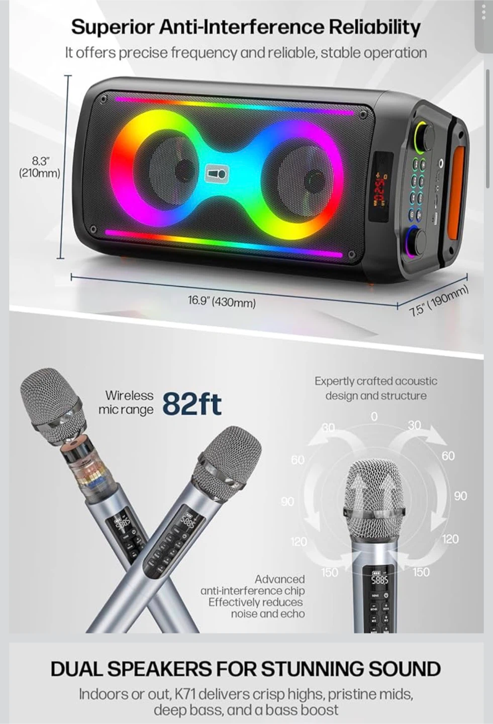 K71 Dual Speakers Karaoke Machine - photo 2