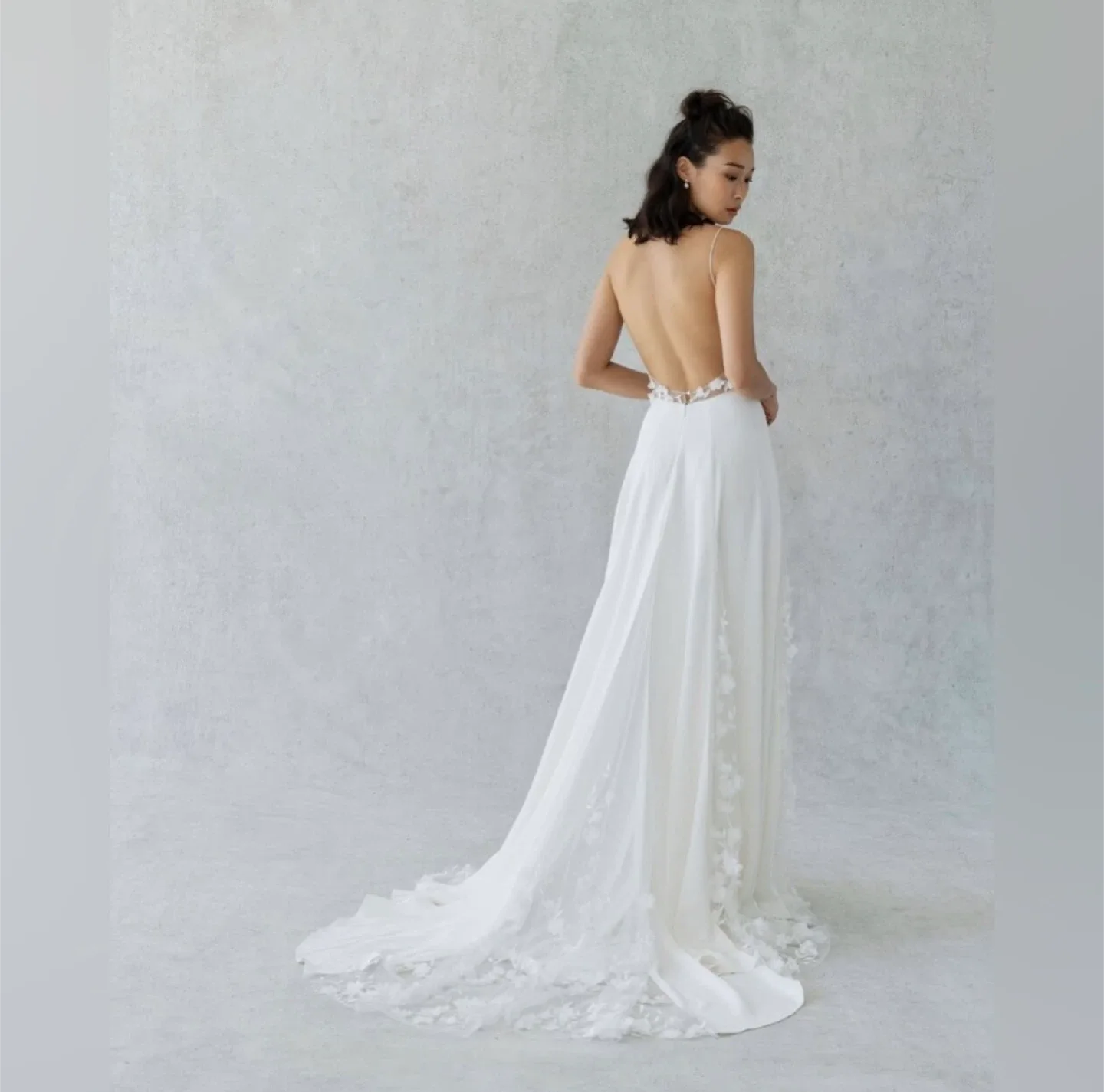 Alexandra Grecco Backless Serena Silk Wedding Dress - White