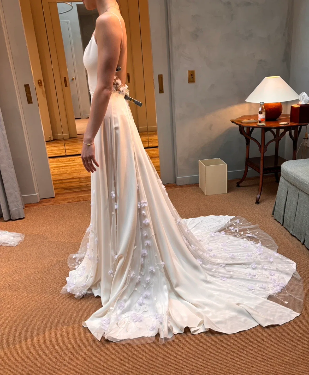 Alexandra Grecco Backless Serena Silk Wedding Dress - White image indicator(4)