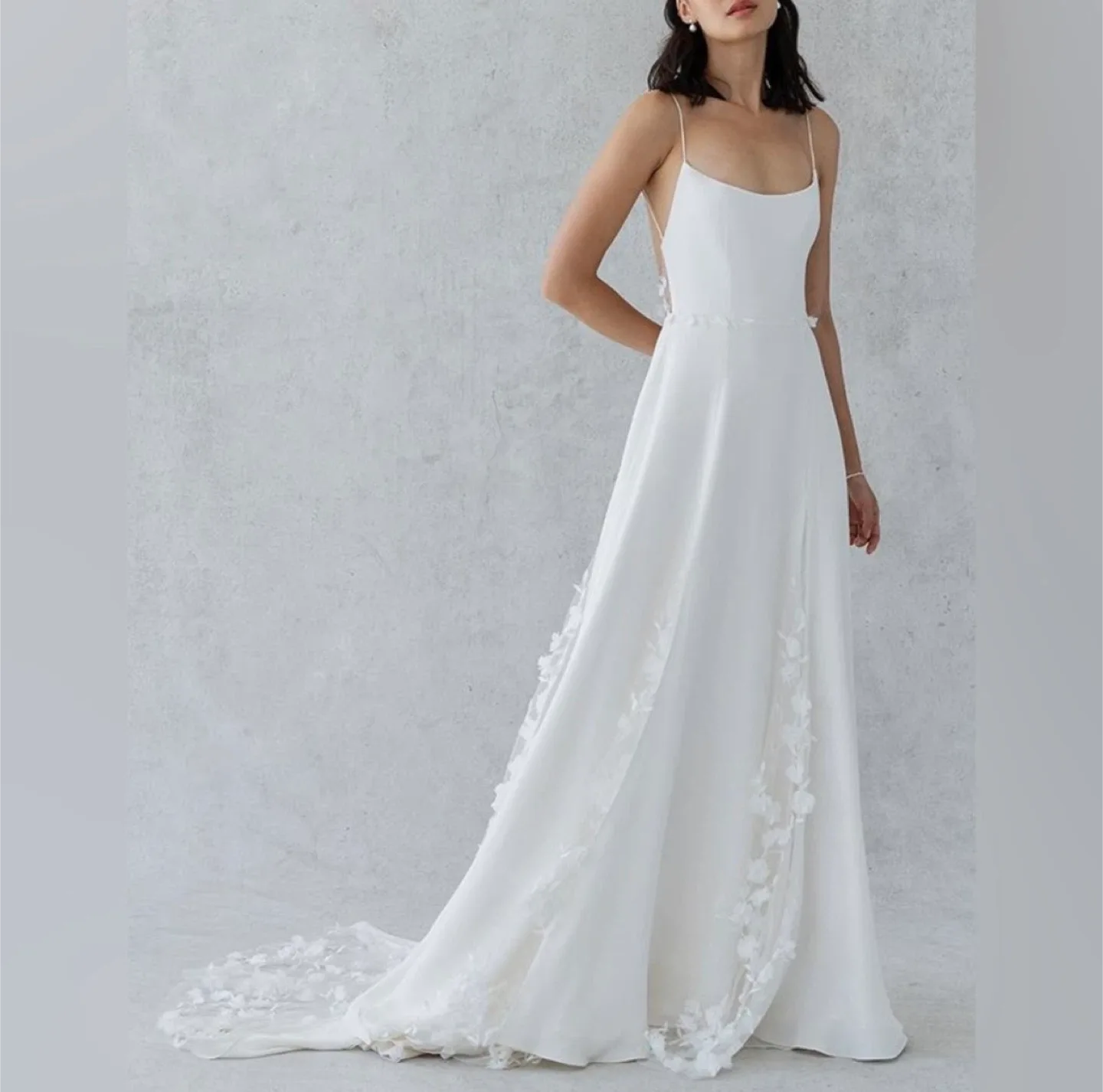 Alexandra Grecco Backless Serena Silk Wedding Dress - White image indicator(2)