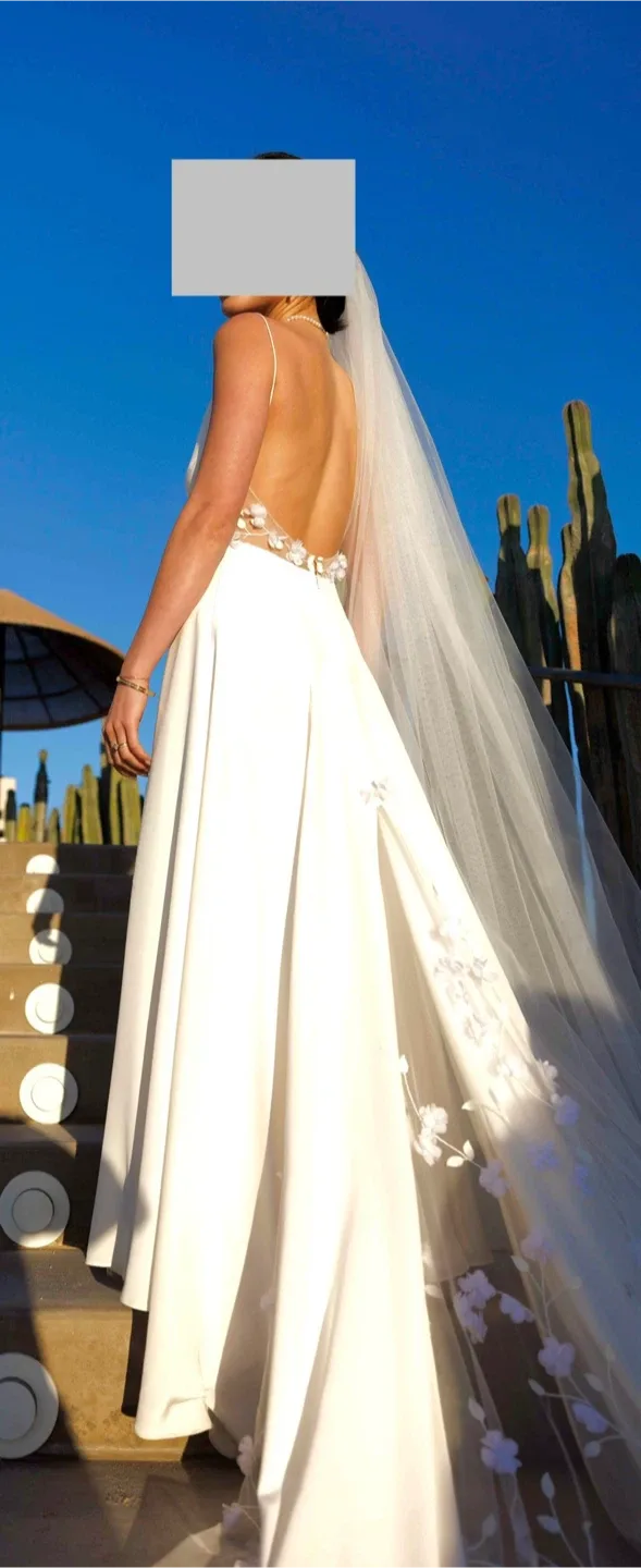 Alexandra Grecco Backless Serena Silk Wedding Dress - White image indicator(9)