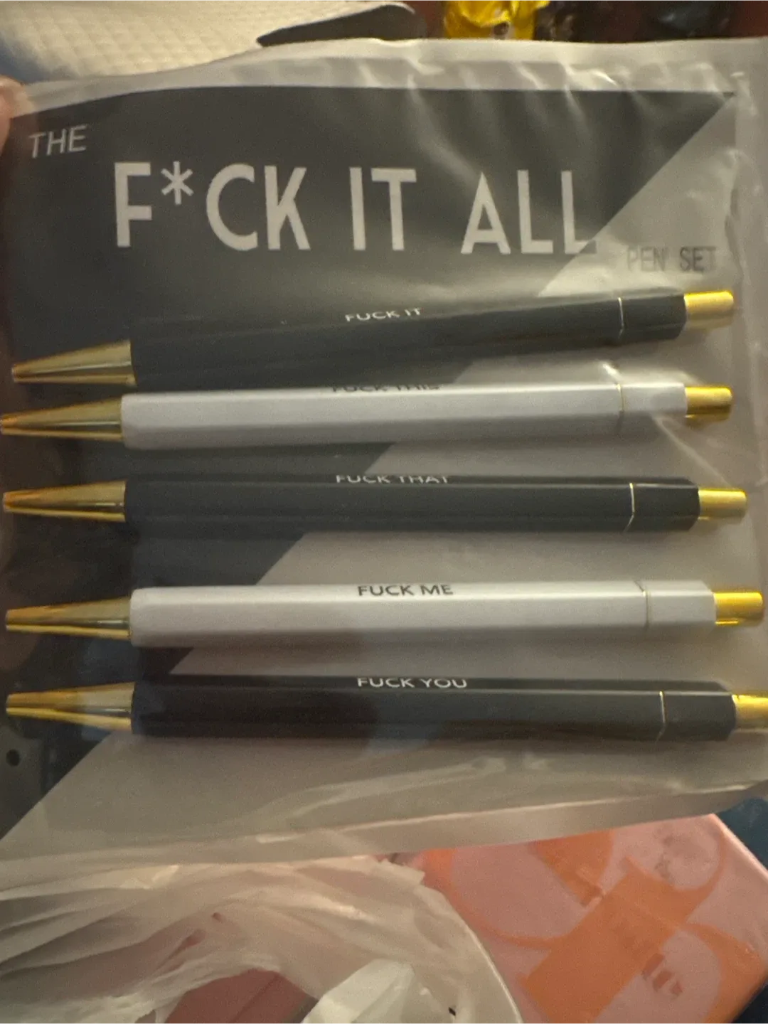 A set of 5 F*CK IT ALL ball point  pens   NEW image indicator(3)
